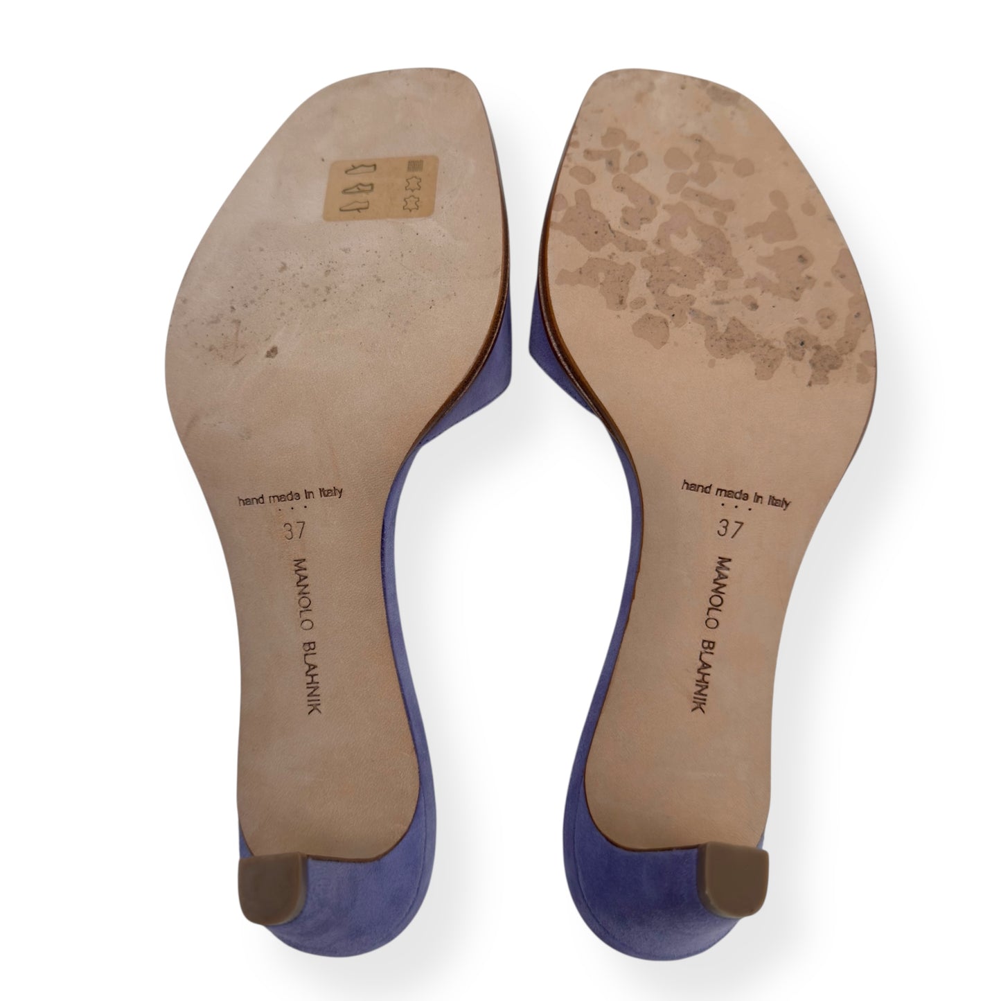MANOLO BLAHNIK ARASPEMU 50 SUEDE MULES LILAC 37 / UK4