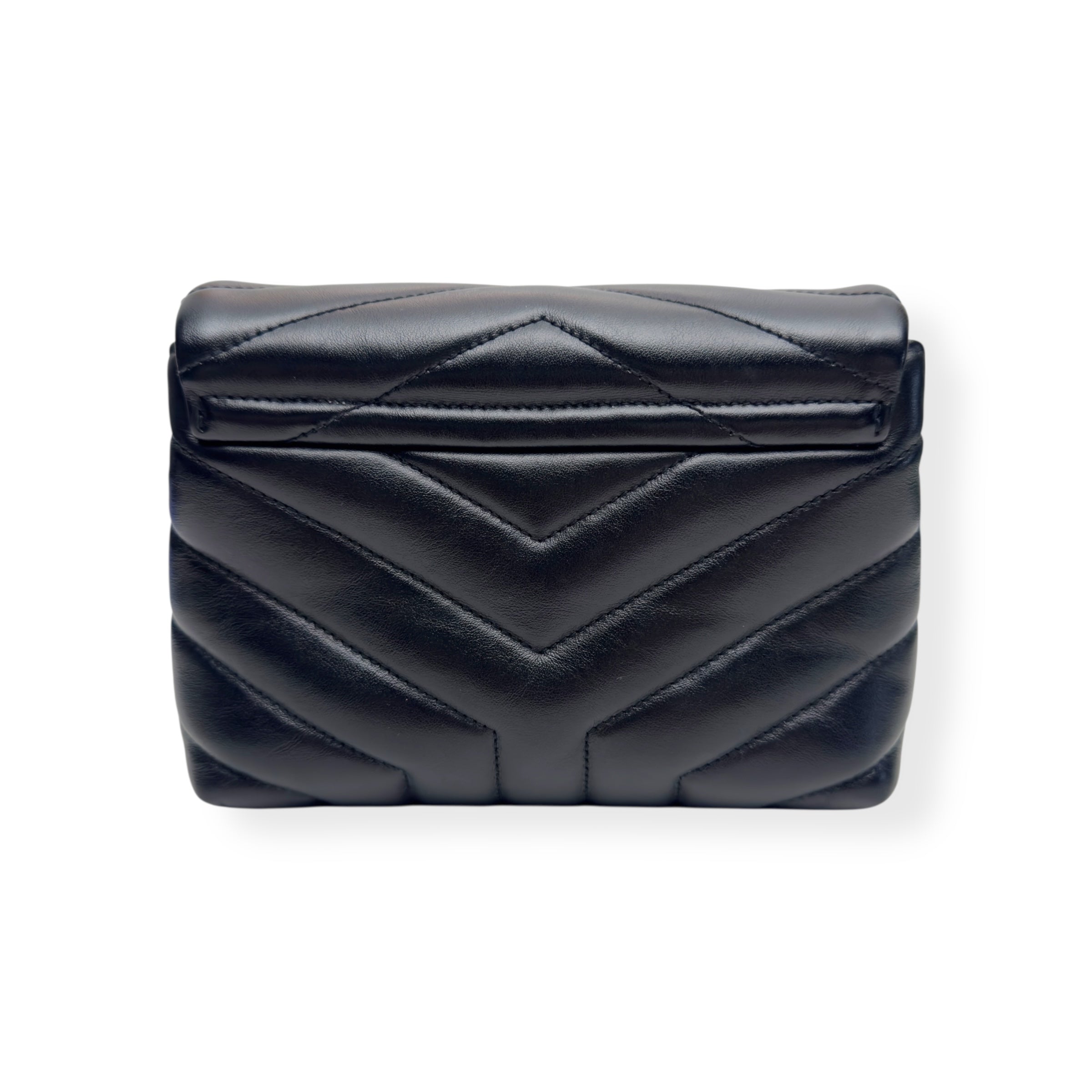 SAINT LAURENT TOY QUILTED LEATHER CROSS-BODY BAG BLACK / SILVER S