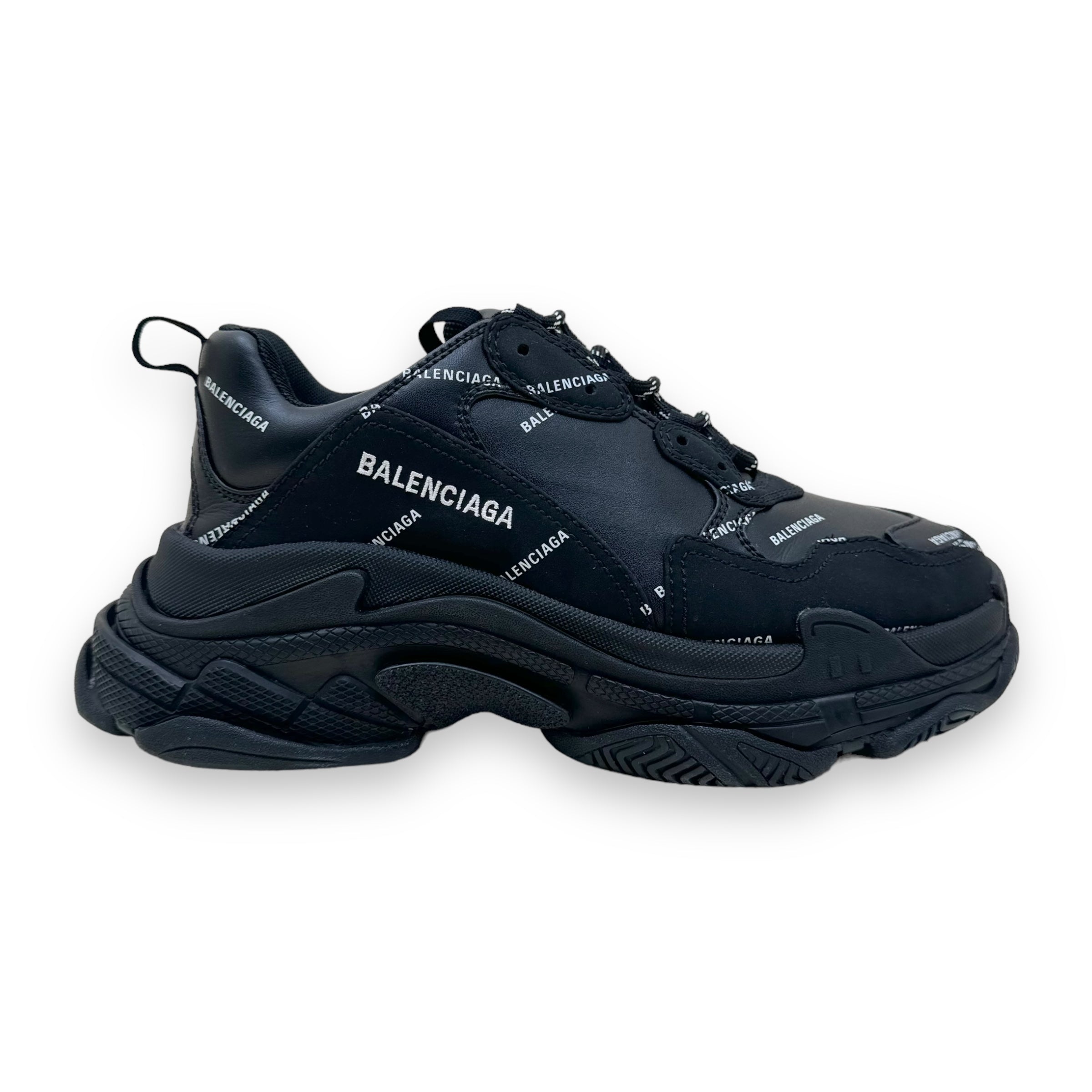 BALENCIAGA TRIPLE S ALL OVER SNEAKER BLACK UK8