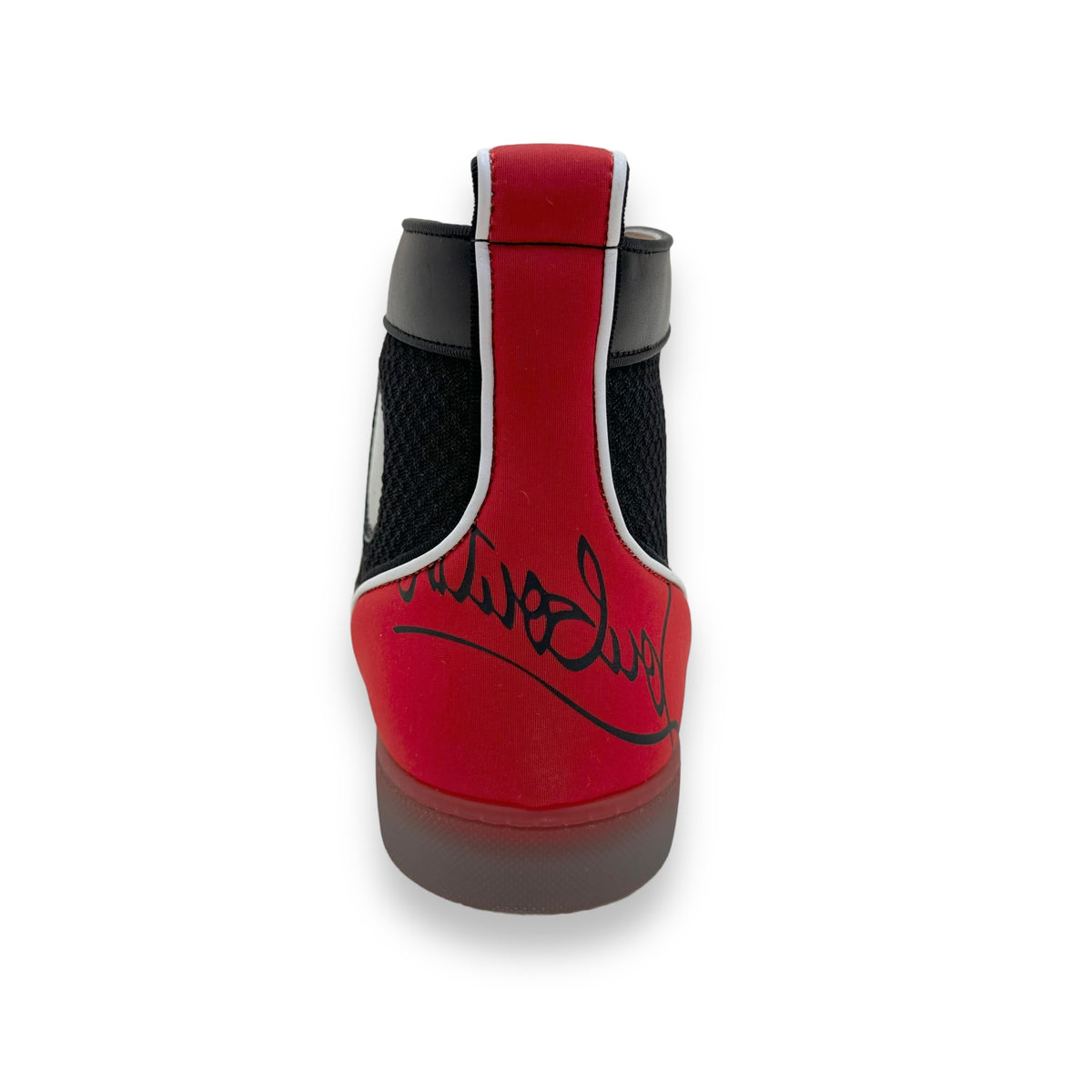 CHRISTIAN LOUBOUTIN FUN LOU SPIKE HIGH TOP SNEAKER BLACK / RED UK9