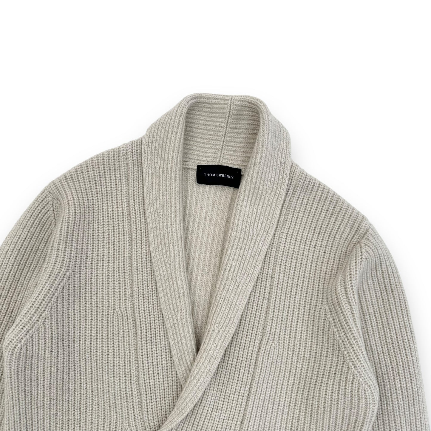 THOM SWEENEY SINGLE BREASTED WOOL / CASHMERE SHAWL CARDIGAN CREAM L