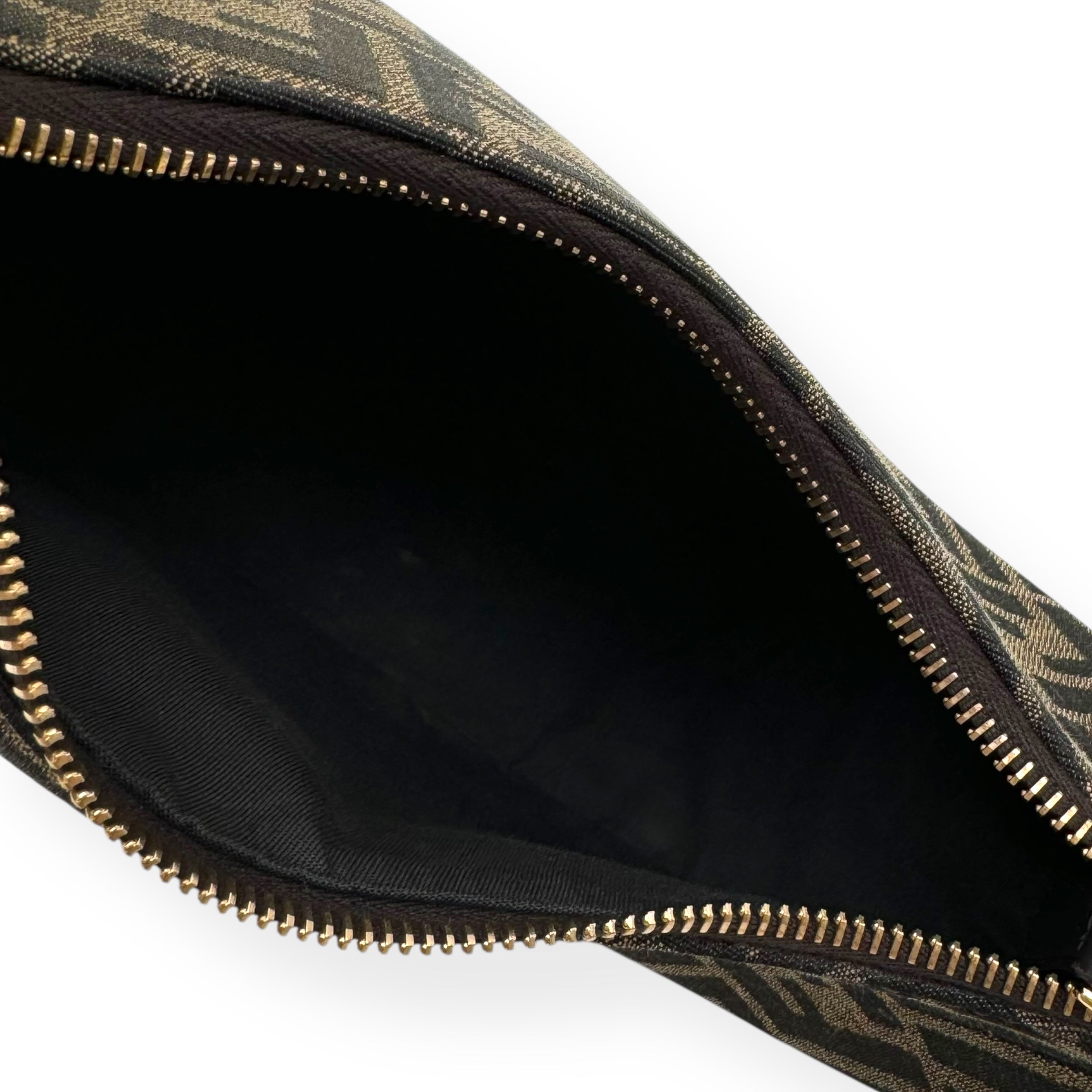 FENDI FENDIGRAPHY FF JACQUARD FABRIC BAG BLACK / BROWN S