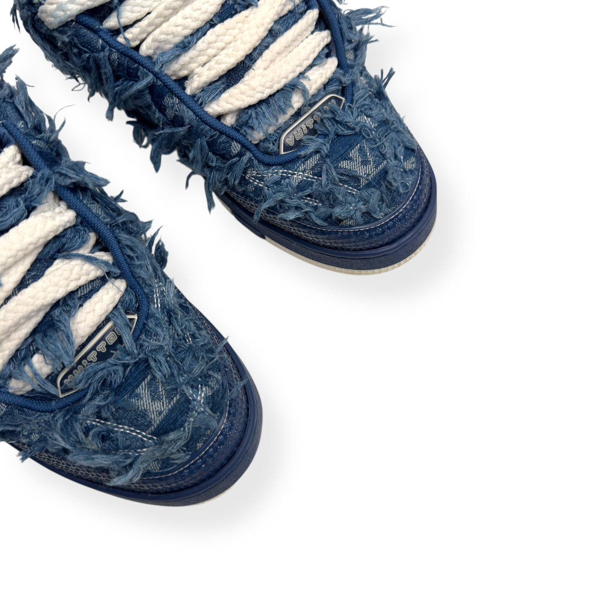 LOUIS VUITTON DISTRESSED DENIM LV SKATE SNEAKER LUXURY BLUE UK6