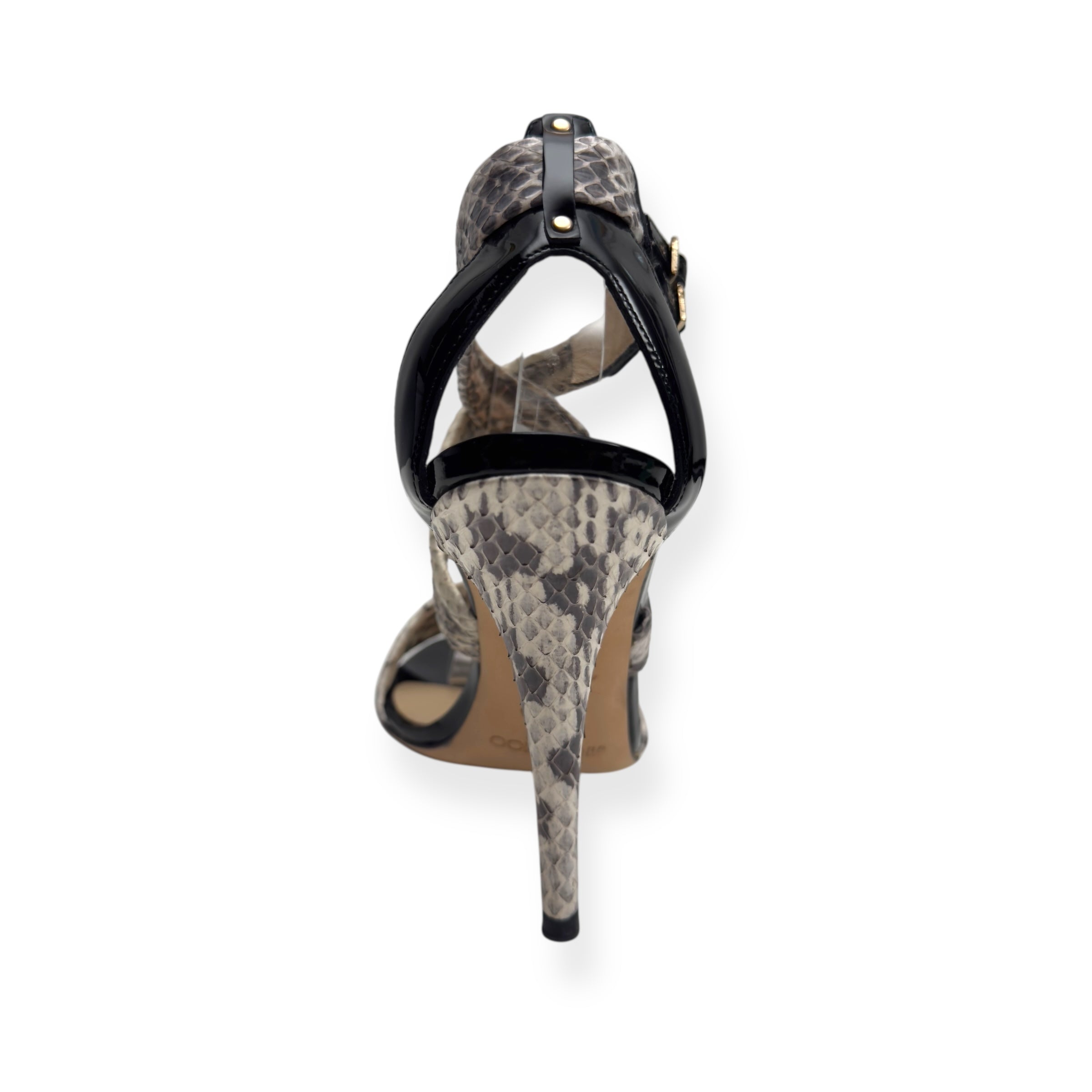 JIMMY CHOO ELAPHE PYTHON / PATENT LEATHER HEELS GREY / BLACK 36 / UK3