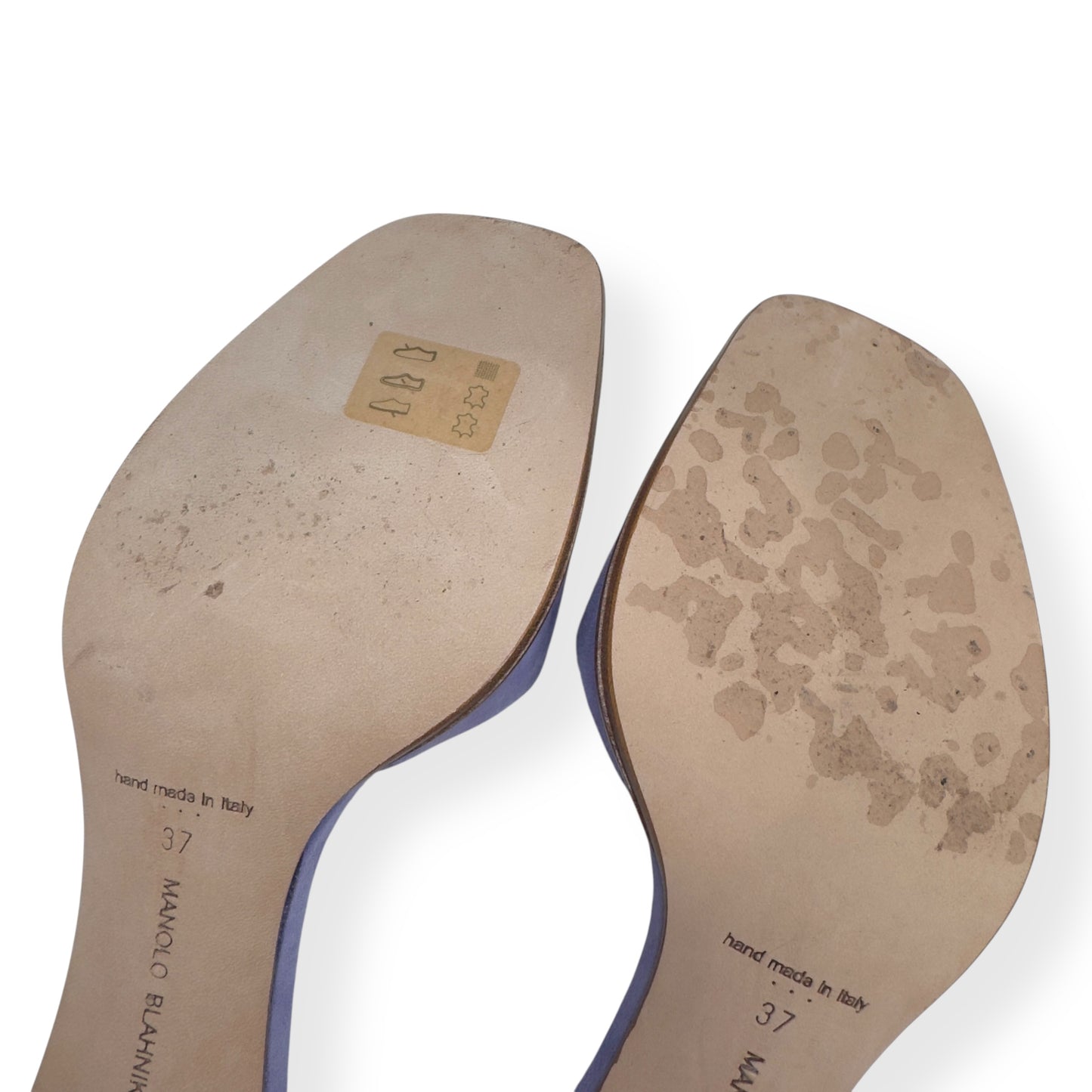 MANOLO BLAHNIK ARASPEMU 50 SUEDE MULES LILAC 37 / UK4