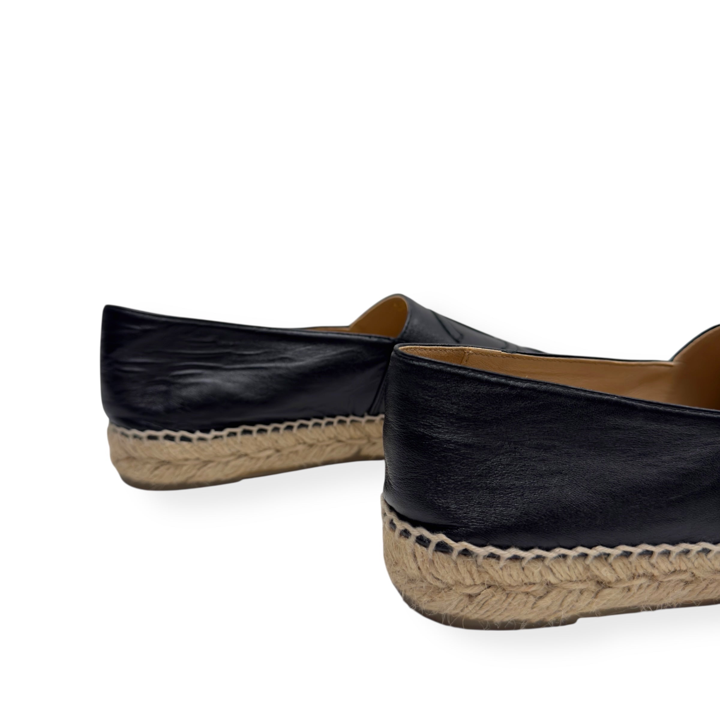 CHANEL LAMBSKIN CC ESPADRILLES BLACK 38 / UK5