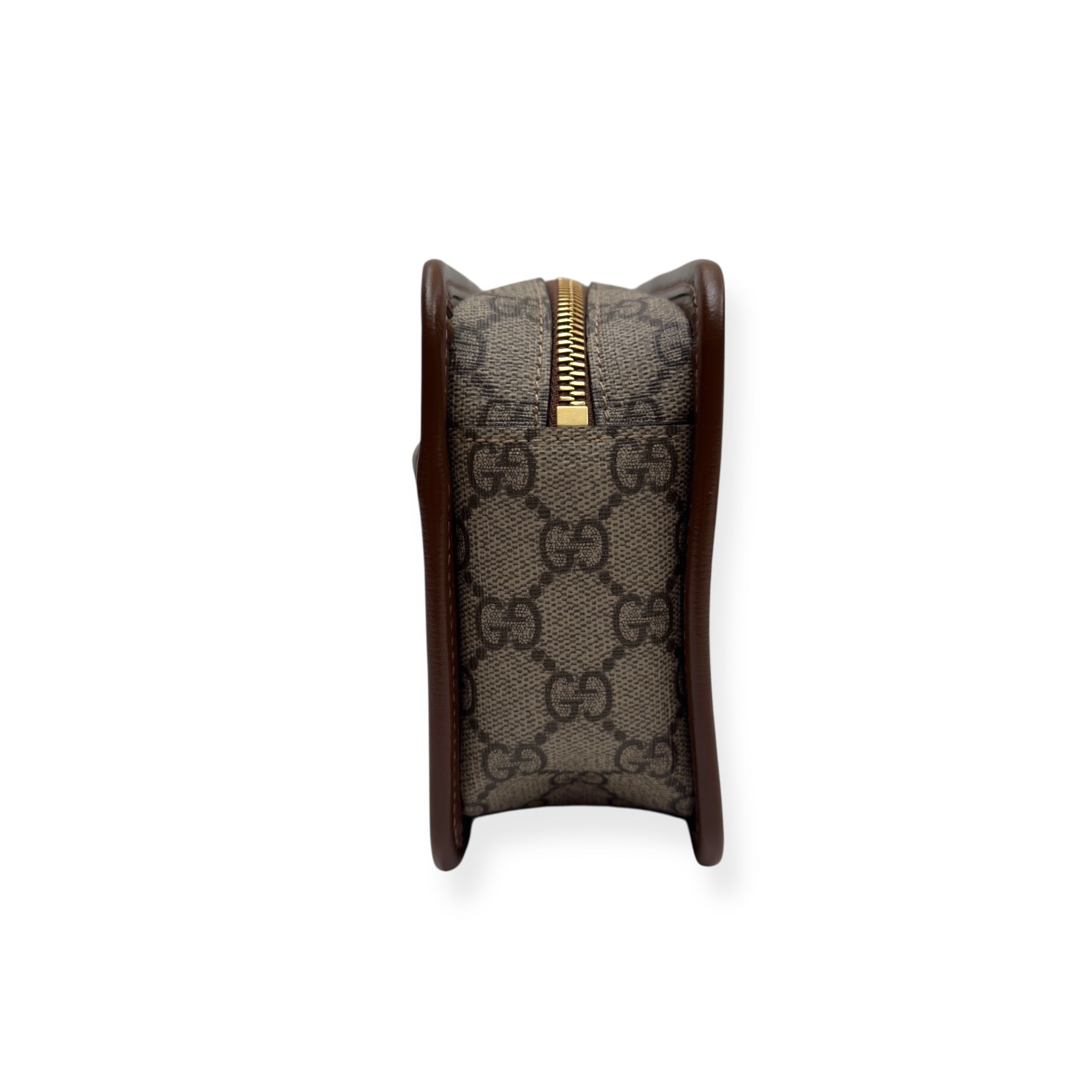GUCCI GG INTERLOCKING G TRAVEL POUCH BROWN S
