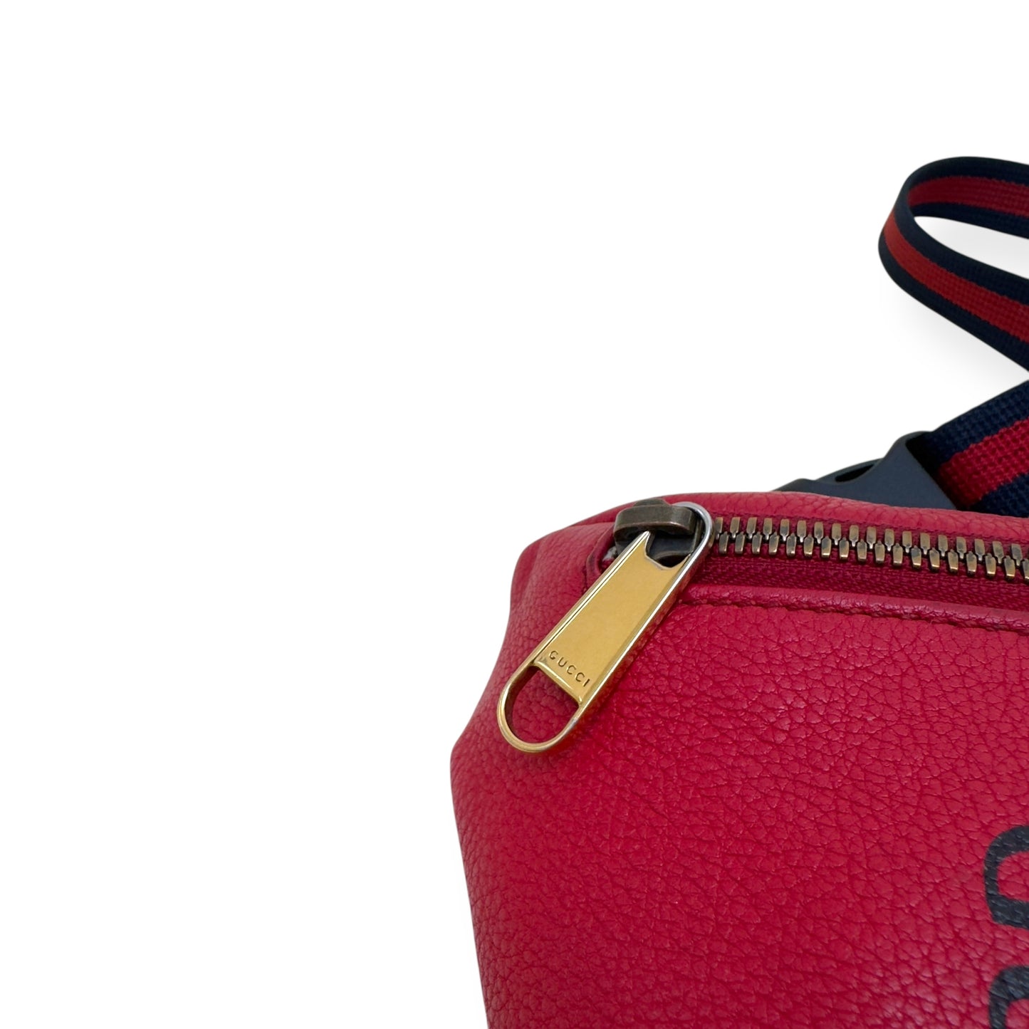 GUCCI LEATHER LOGO BELT BAG RED O/S