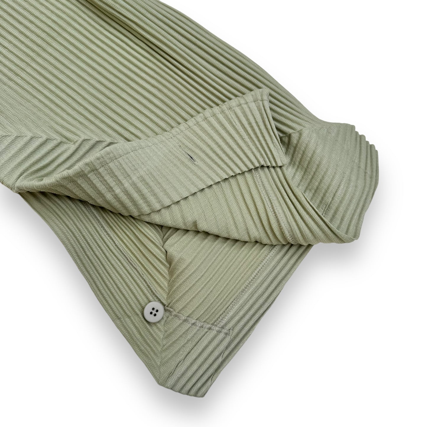 ISSEY MIYAKE HOMME PLISSÉ FLARED PLEATED TROUSERS GREEN L