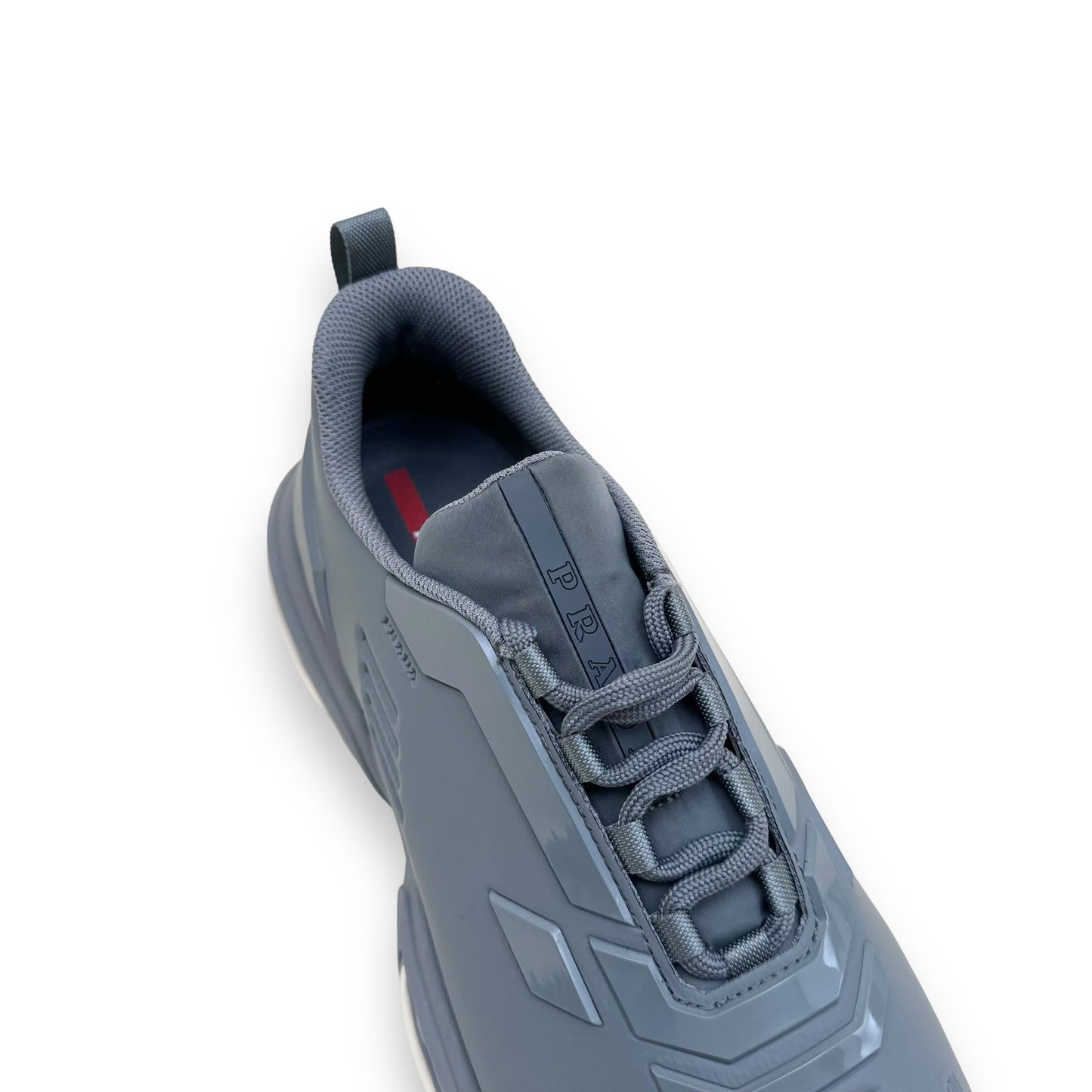 PRADA COLLISION 19LR TECHNICAL FABRIC LOW TOP SNEAKER GREY UK9