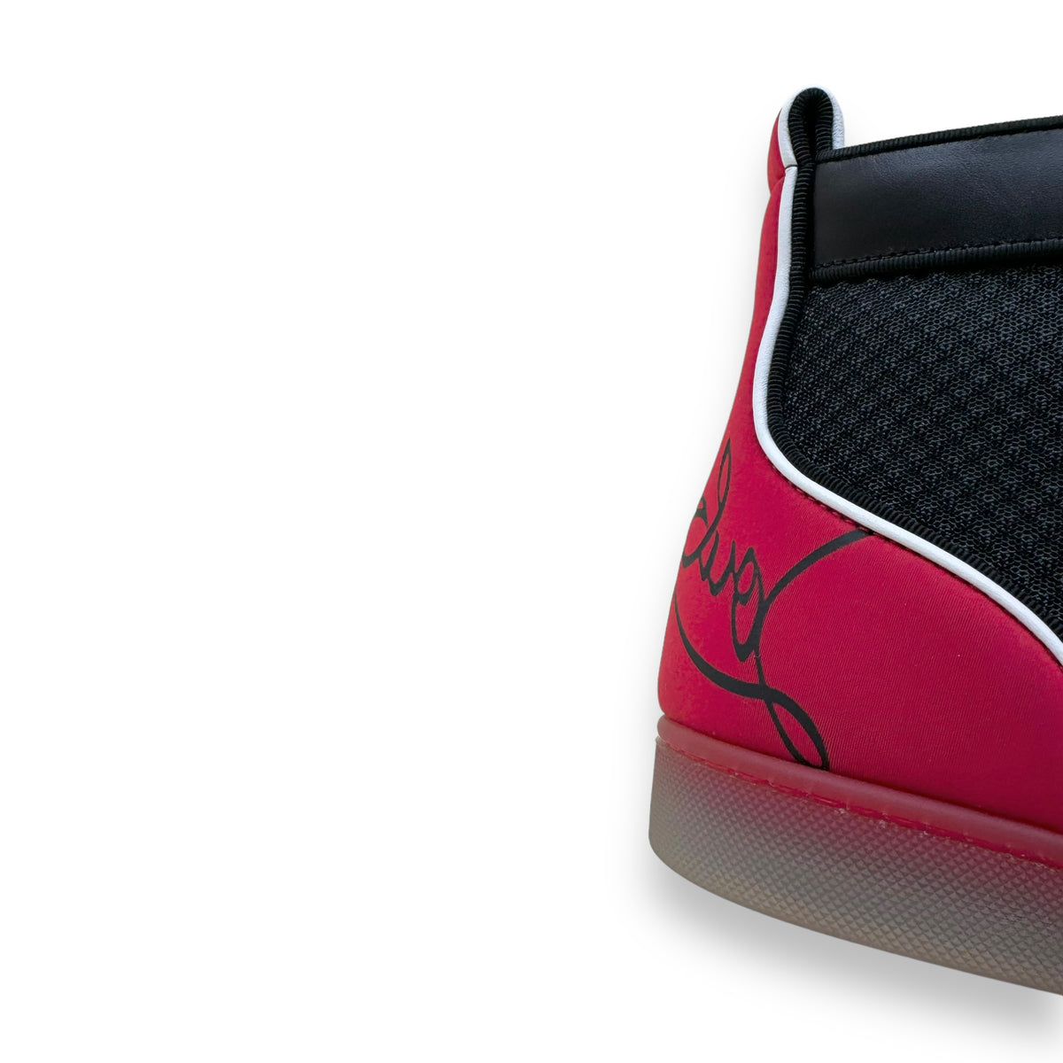 CHRISTIAN LOUBOUTIN FUN LOU SPIKE HIGH TOP SNEAKER BLACK / RED UK9