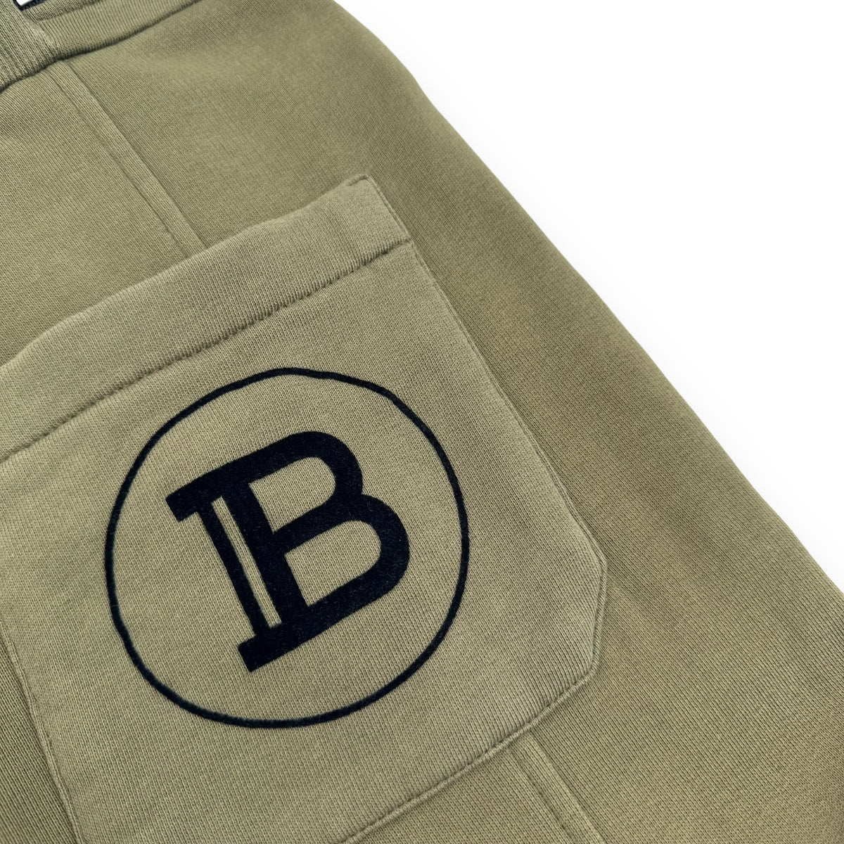 BALMAIN LOGO PATCH RIBBED LOUNGE PANTS KHAKI M