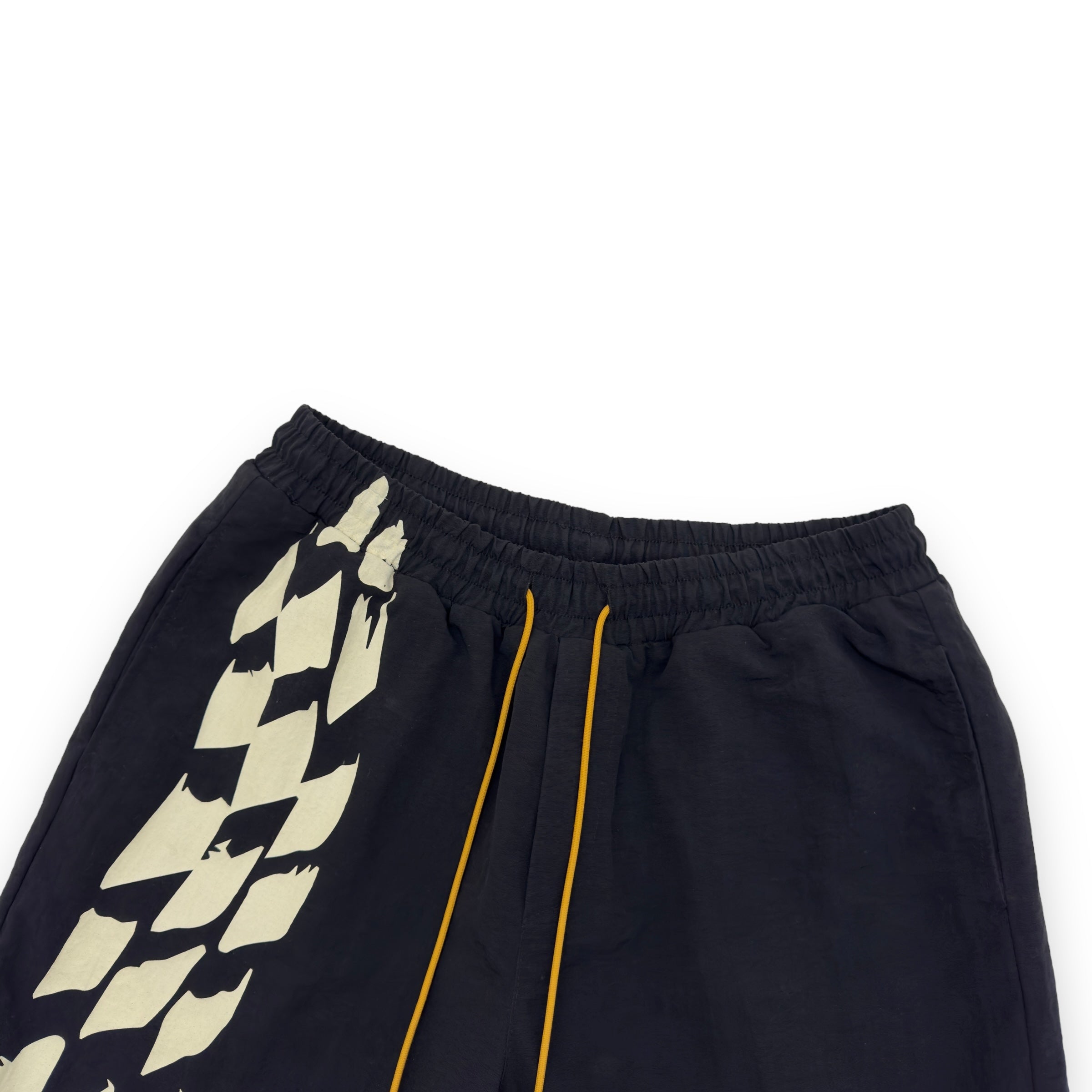 RHUDE LOGO NYLON SHORTS BLACK / WHITE M