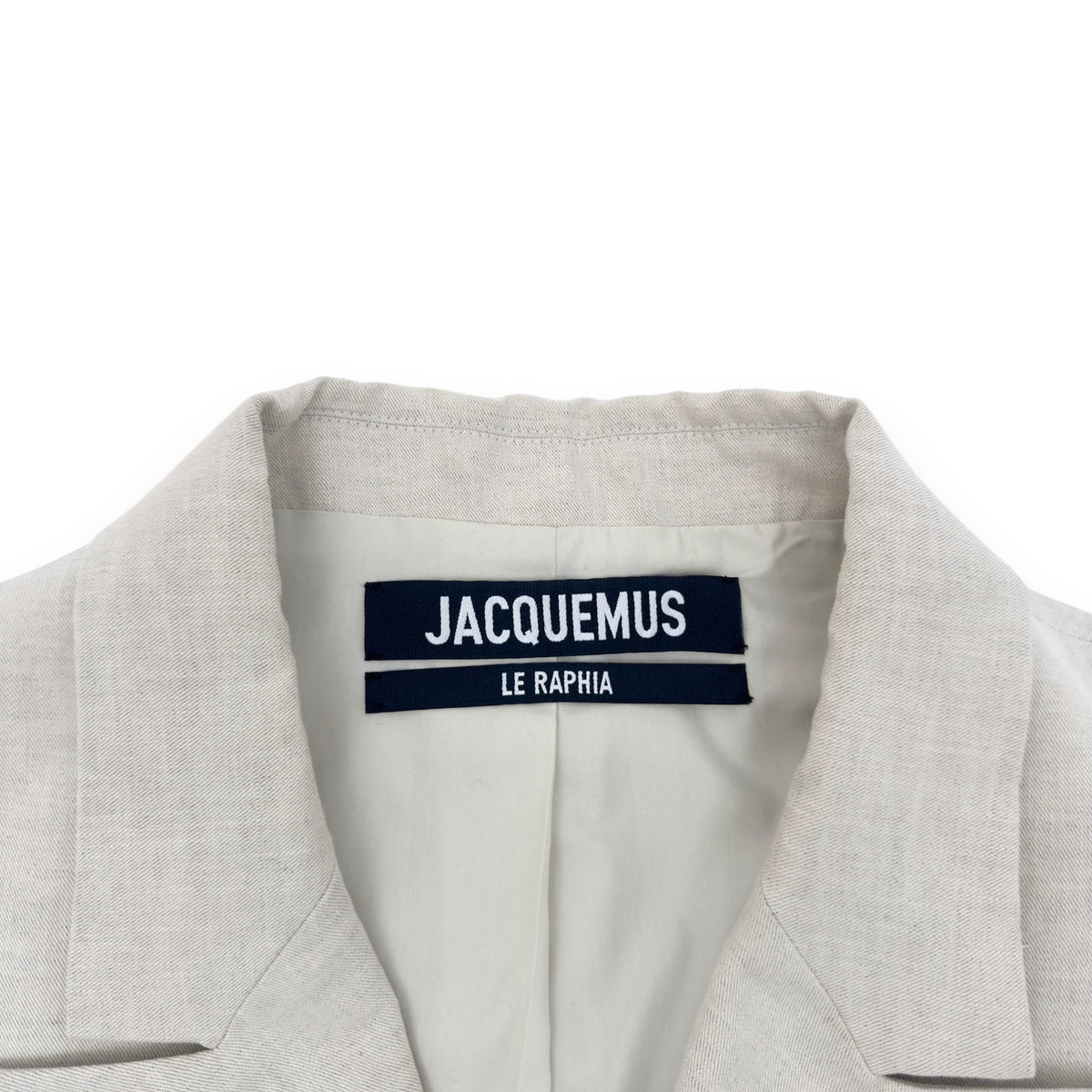 JACQUEMUS LE RAPHIA DOUBLE BREASTED LINEN BLEND JACKET GREY 54 / XXL