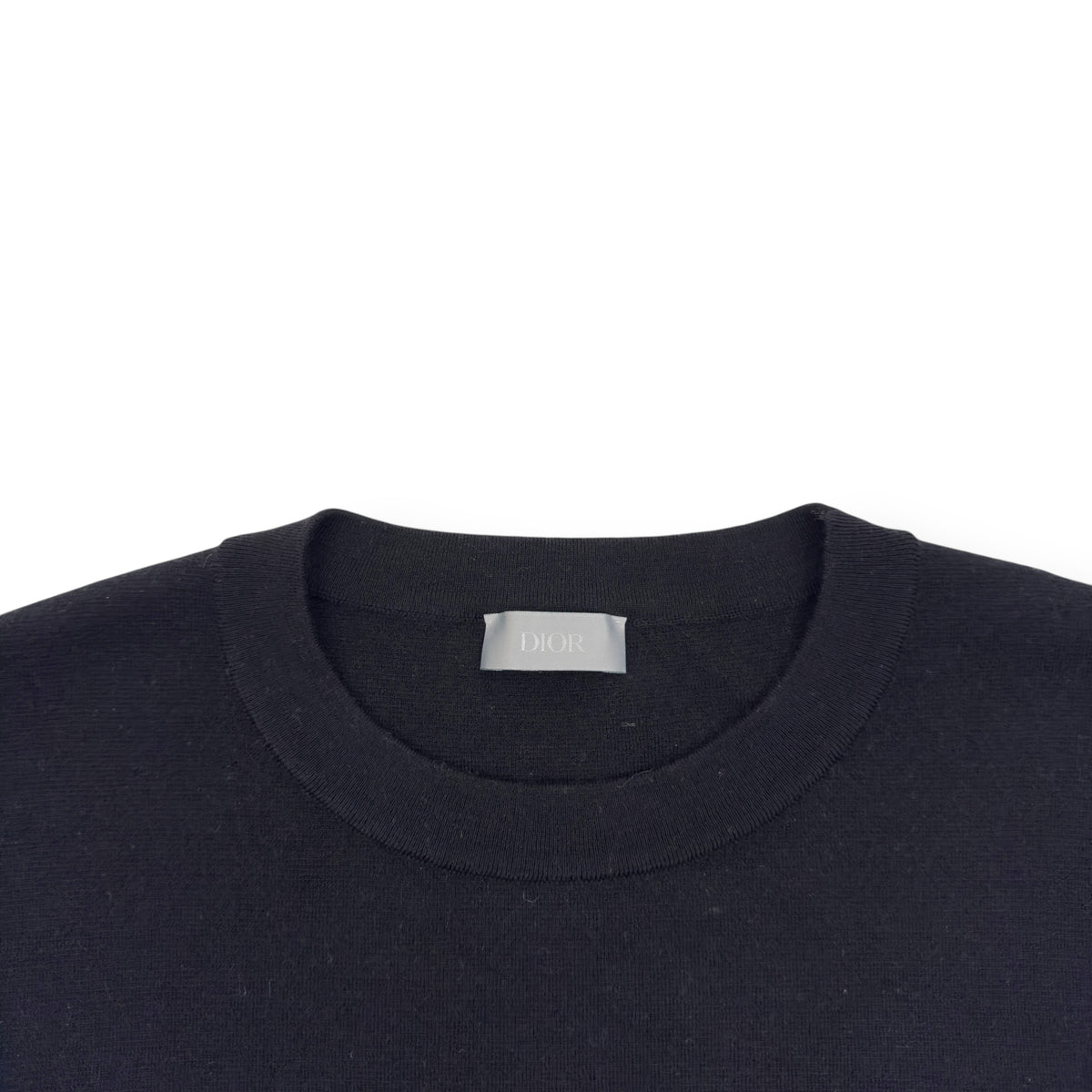 DIOR LOGO PATCH CREWNECK WOOL SWEATER BLACK L