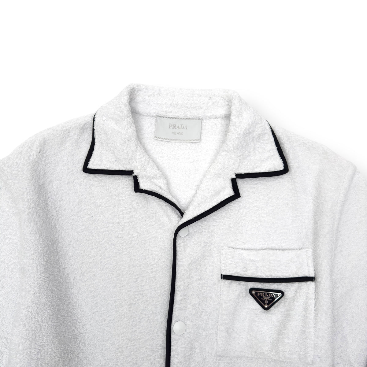 PRADA COTTON BOWLING SHIRT WHITE / BLACK M
