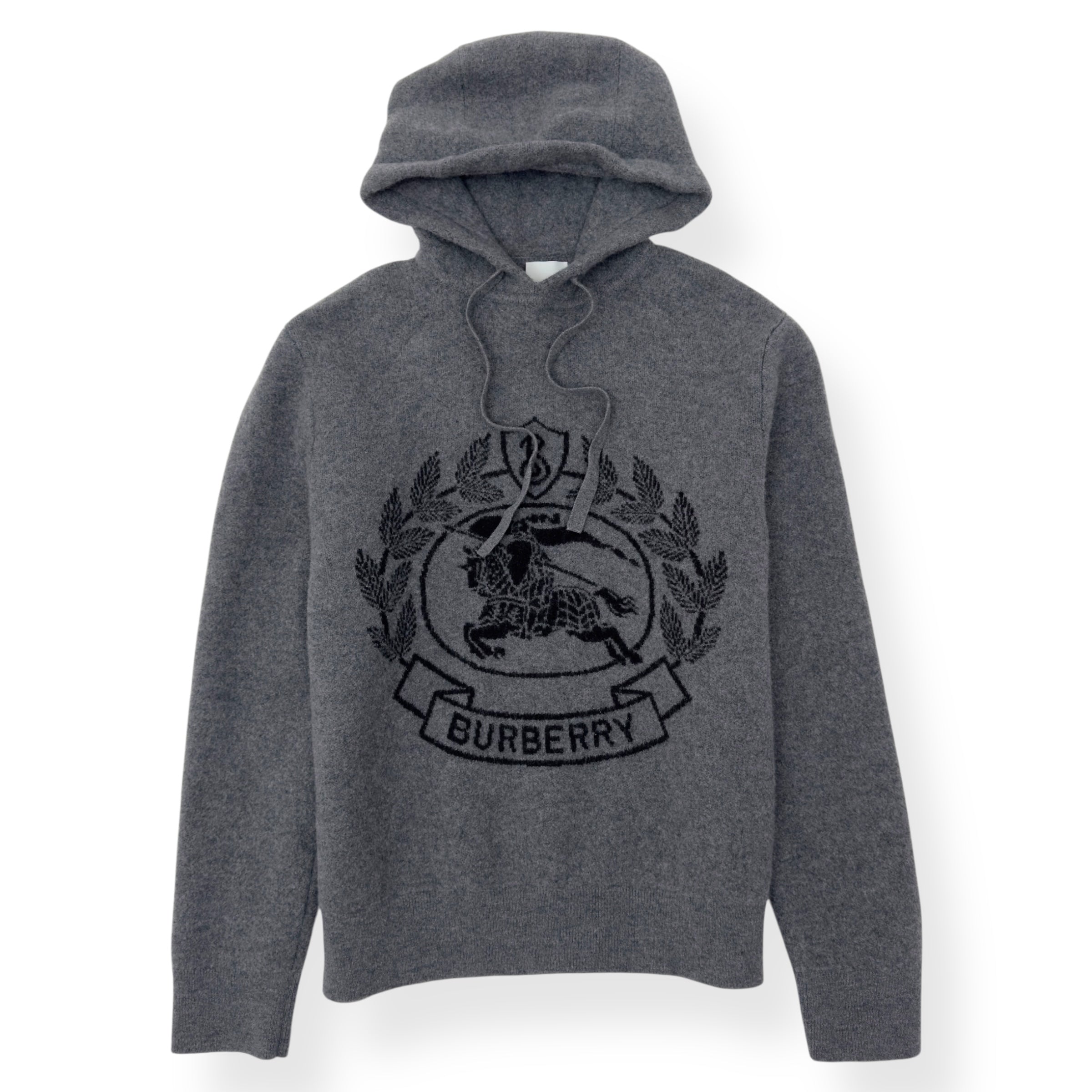 BURBERRY EKD WOOL JACQUARD HOODIE GREY L