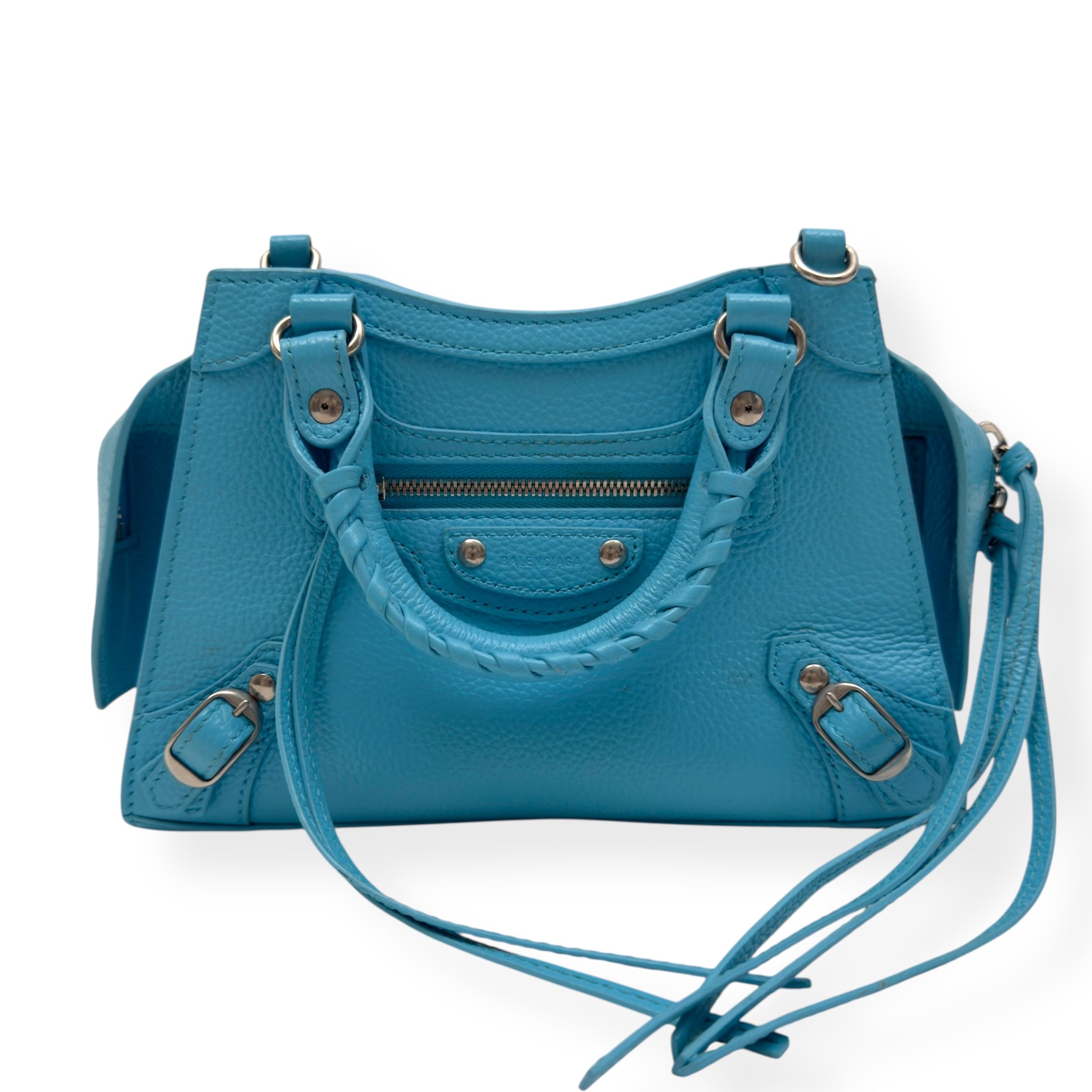 BALENCIAGA NEO CLASSIC CITY LEATHER BAG BLUE MINI