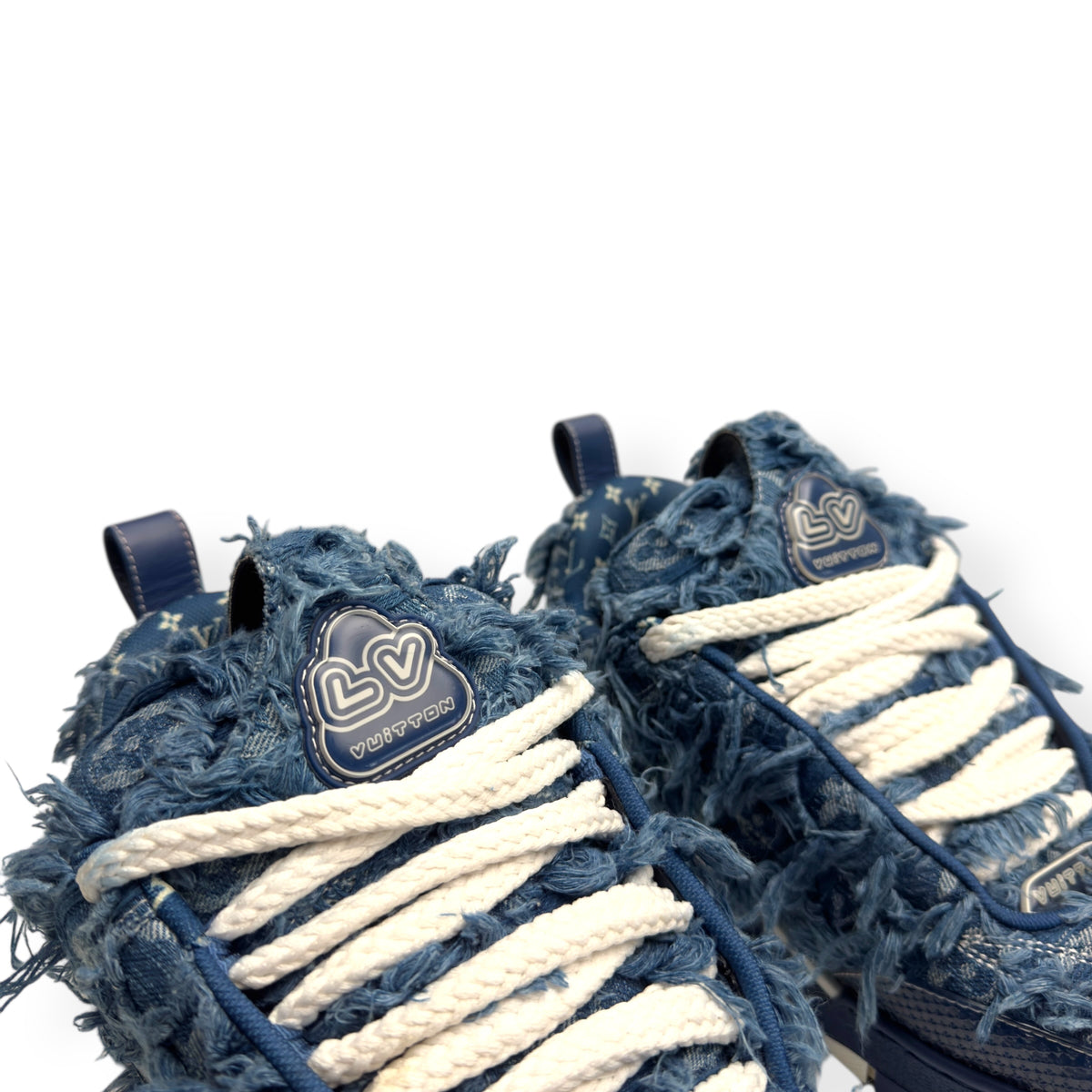 LOUIS VUITTON DISTRESSED DENIM LV SKATE SNEAKER LUXURY BLUE UK6