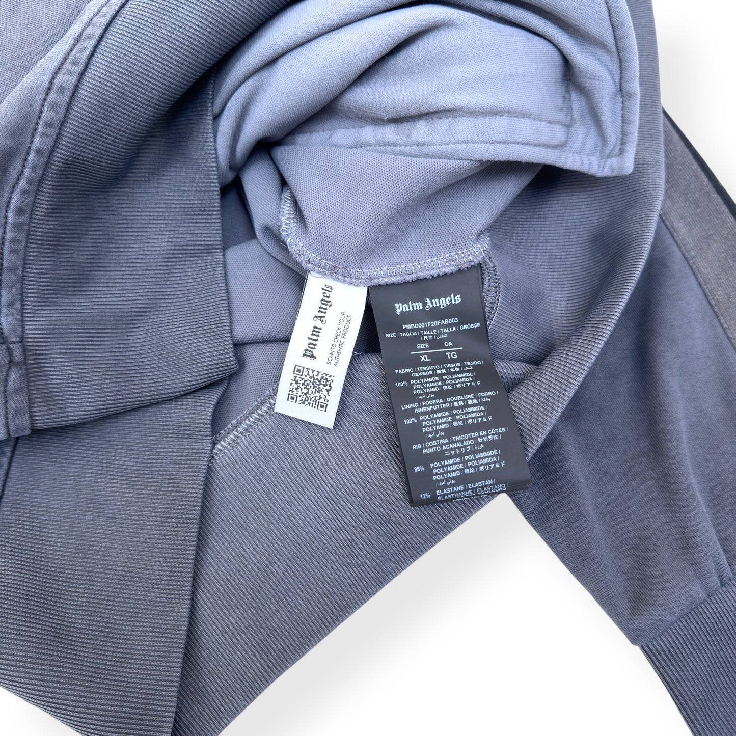 PALM ANGELS GARMENT DYED TRACK JACKET GREY XL