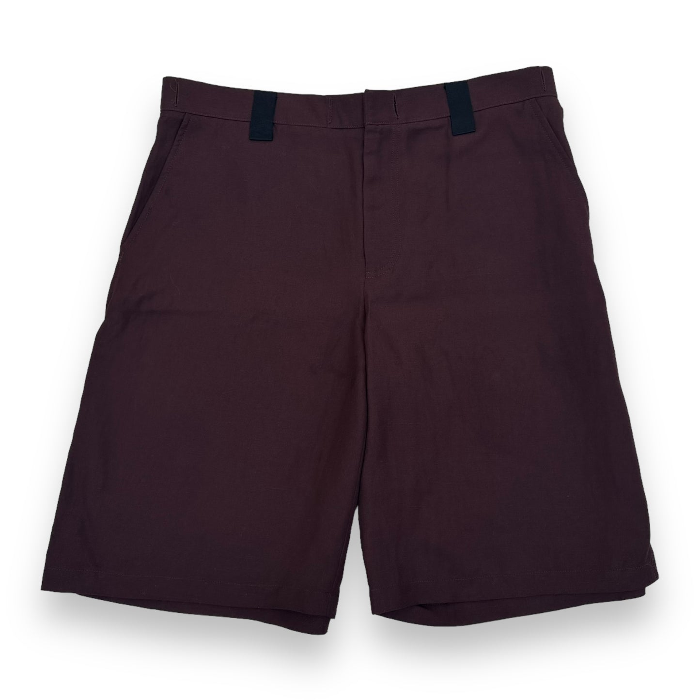 JACQUEMUS LE RAPHIA LINEN SHORTS BURGUNDY XL