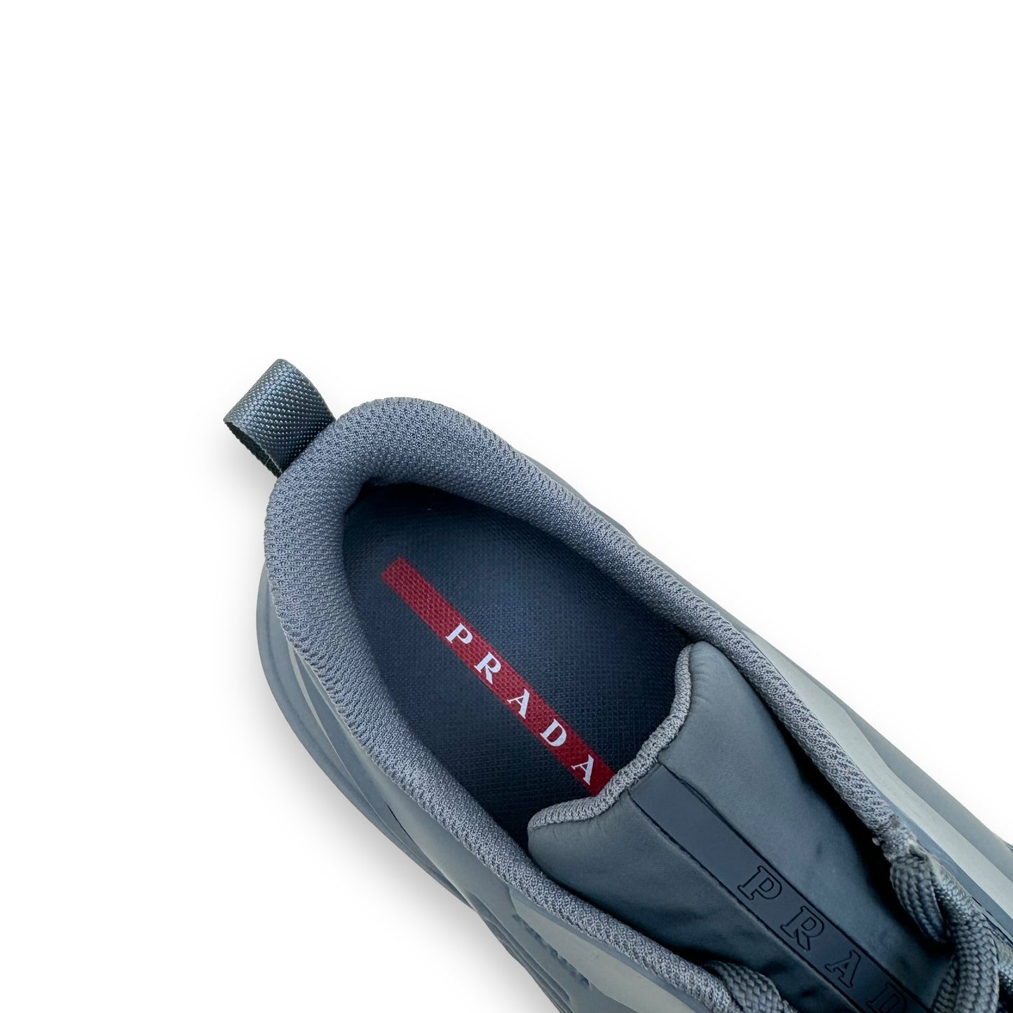 PRADA COLLISION 19LR TECHNICAL FABRIC LOW TOP SNEAKER GREY UK9