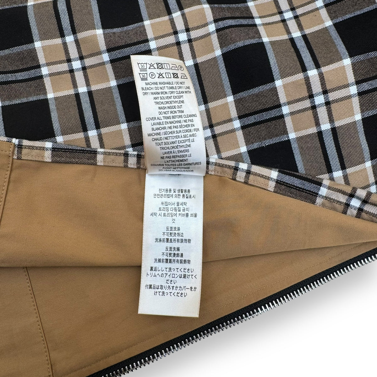BURBERRY PATCHWORK ZIP-UP OVER SHIRT RED / BEIGE M