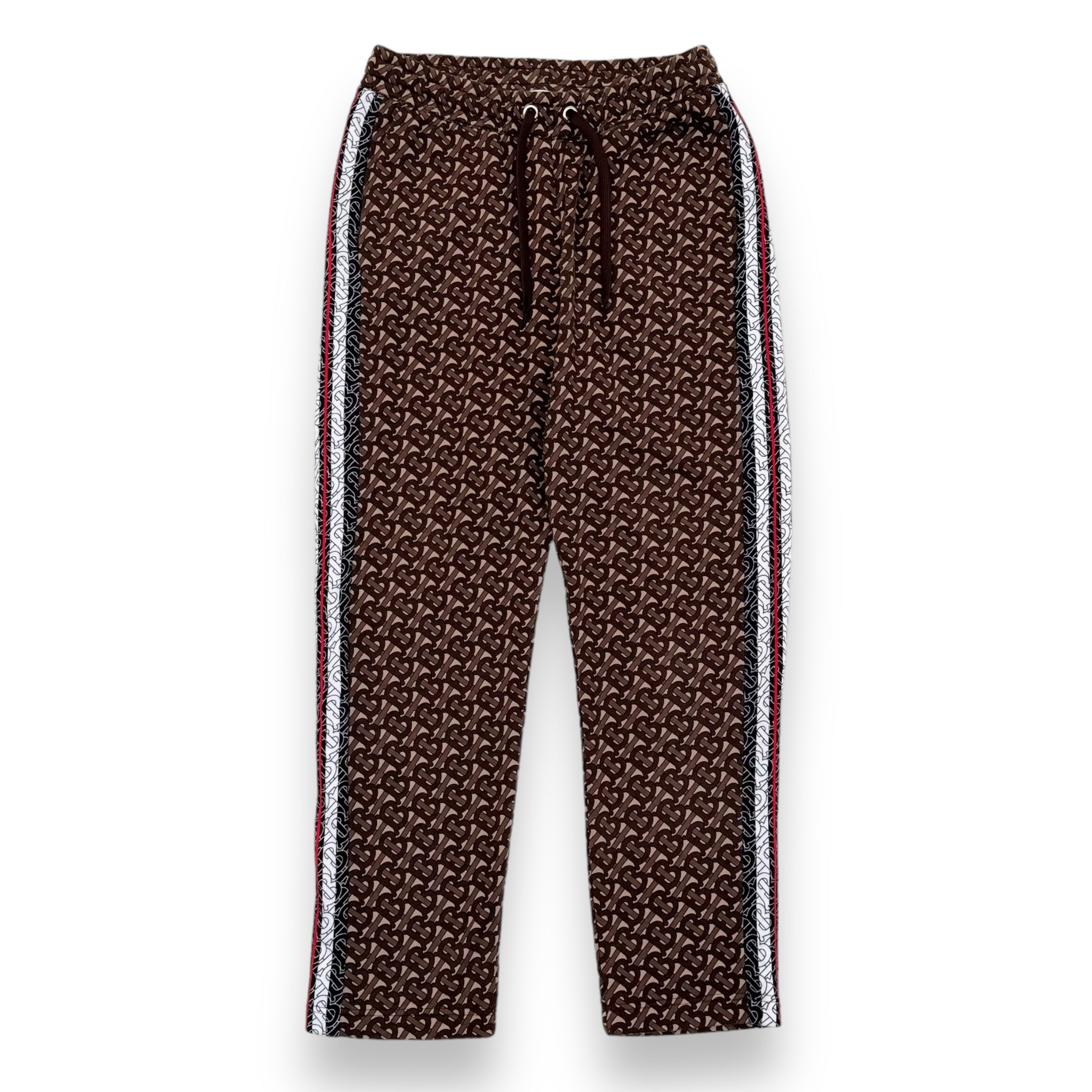 BURBERRY MONOGRAM STRIPE PRINT COTTON SWEATPANTS BROWN M