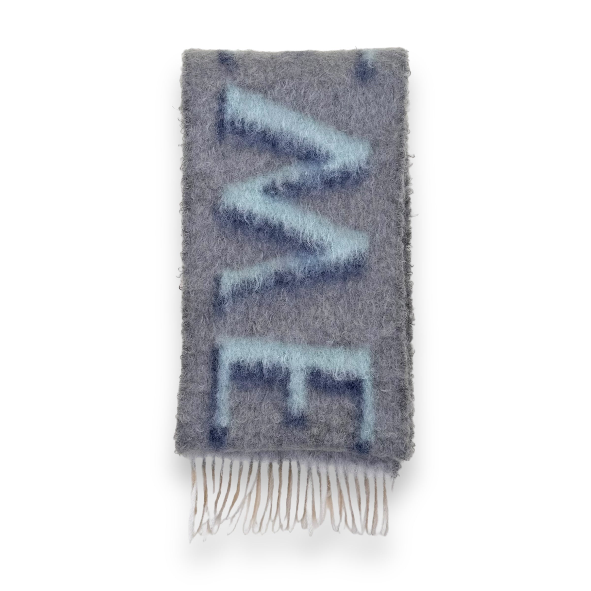 LOEWE WOOL-BLEND LOGO SCARF BLUE / GREY O/S