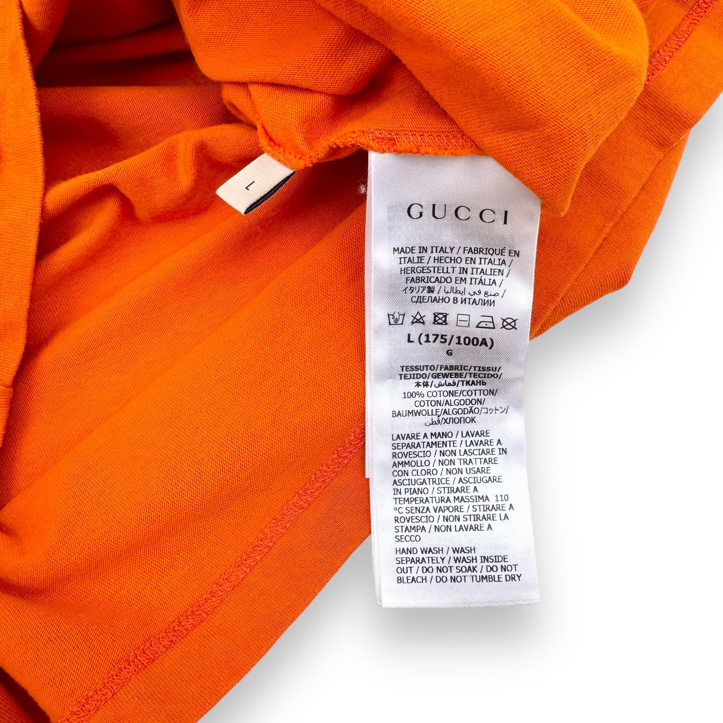 GUCCI COTTON PALM TREE PRINT T-SHIRT ORANGE L