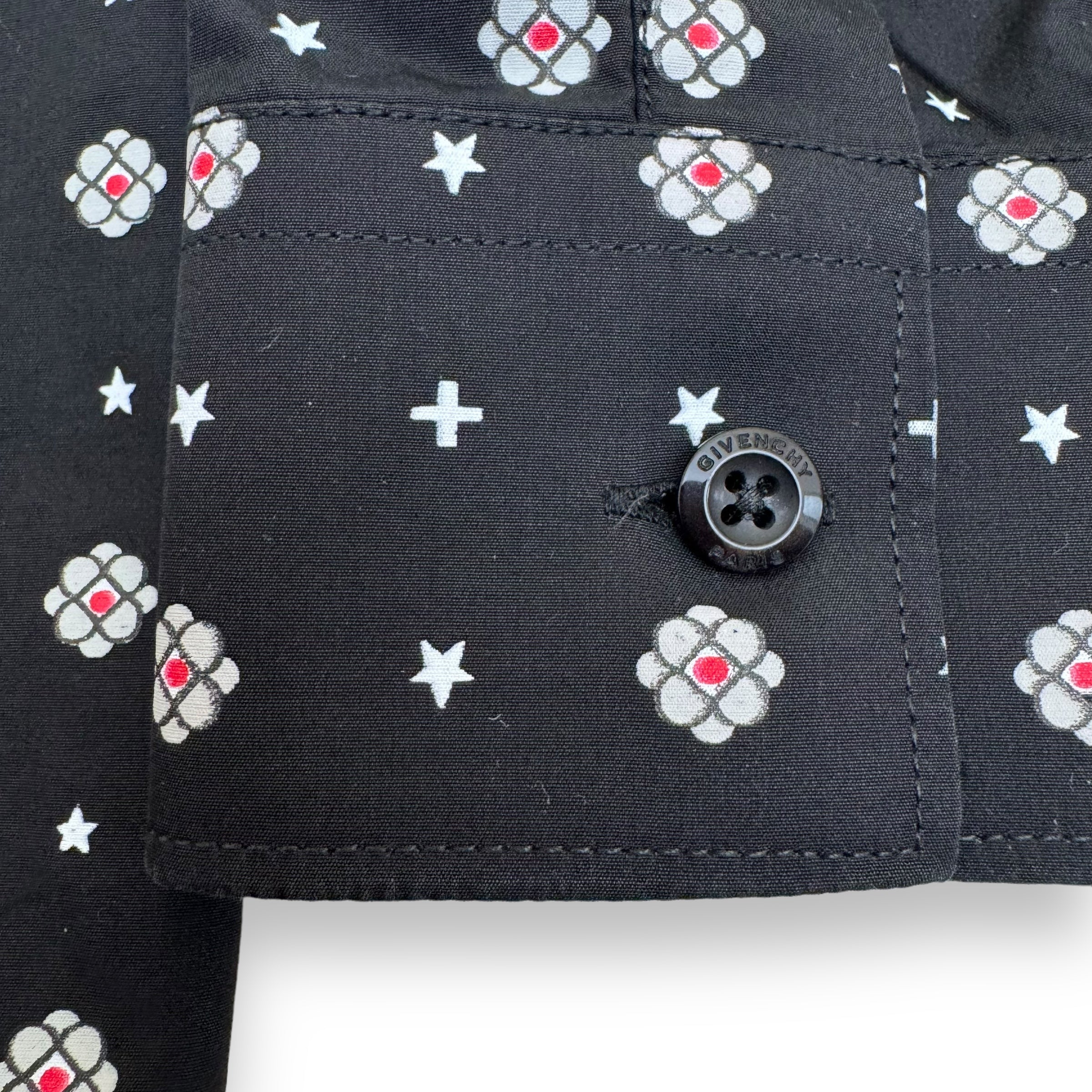 GIVENCHY MICRO PATTERNED LONG SLEEVE SHIRT BLACK L