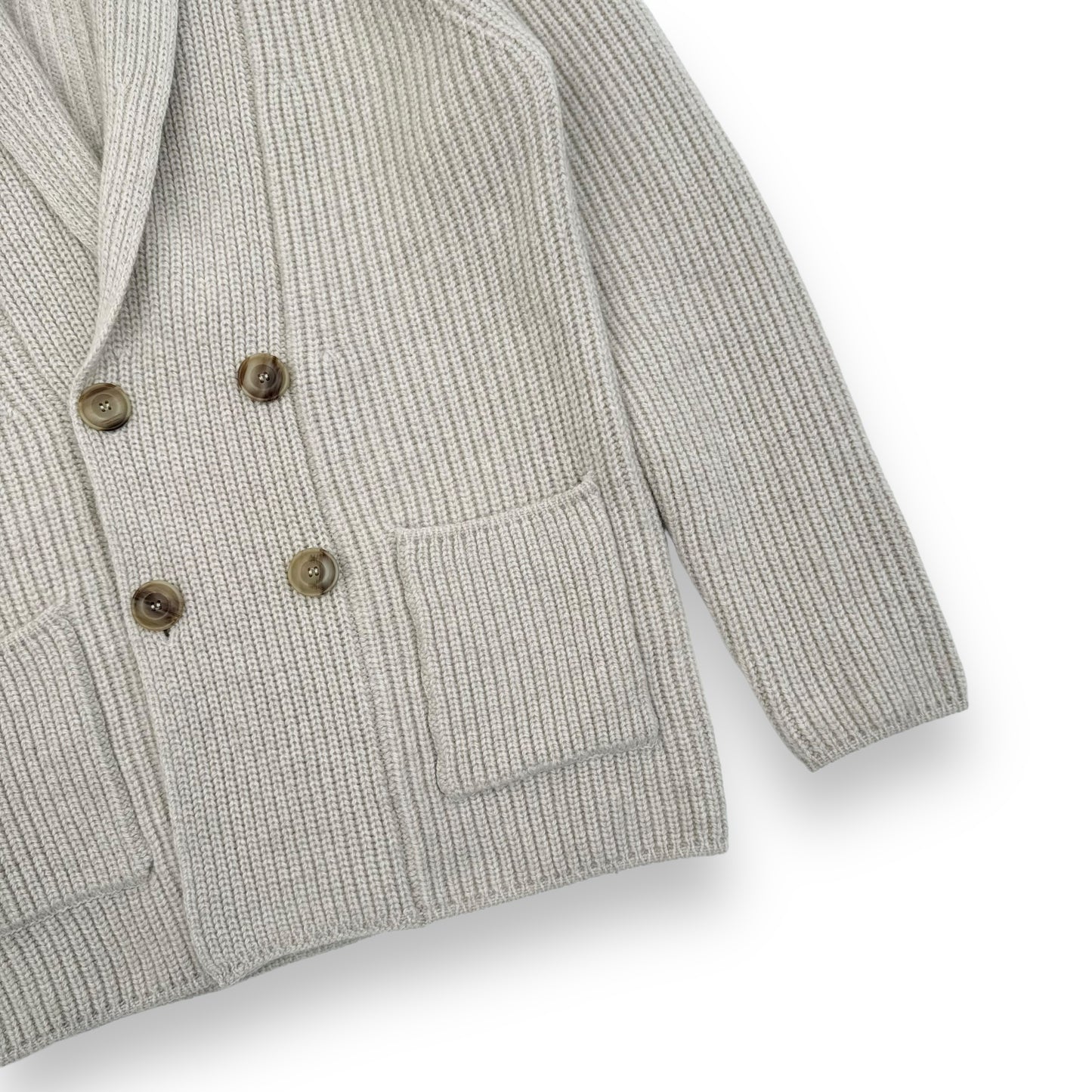THOM SWEENEY SINGLE BREASTED WOOL / CASHMERE SHAWL CARDIGAN CREAM L