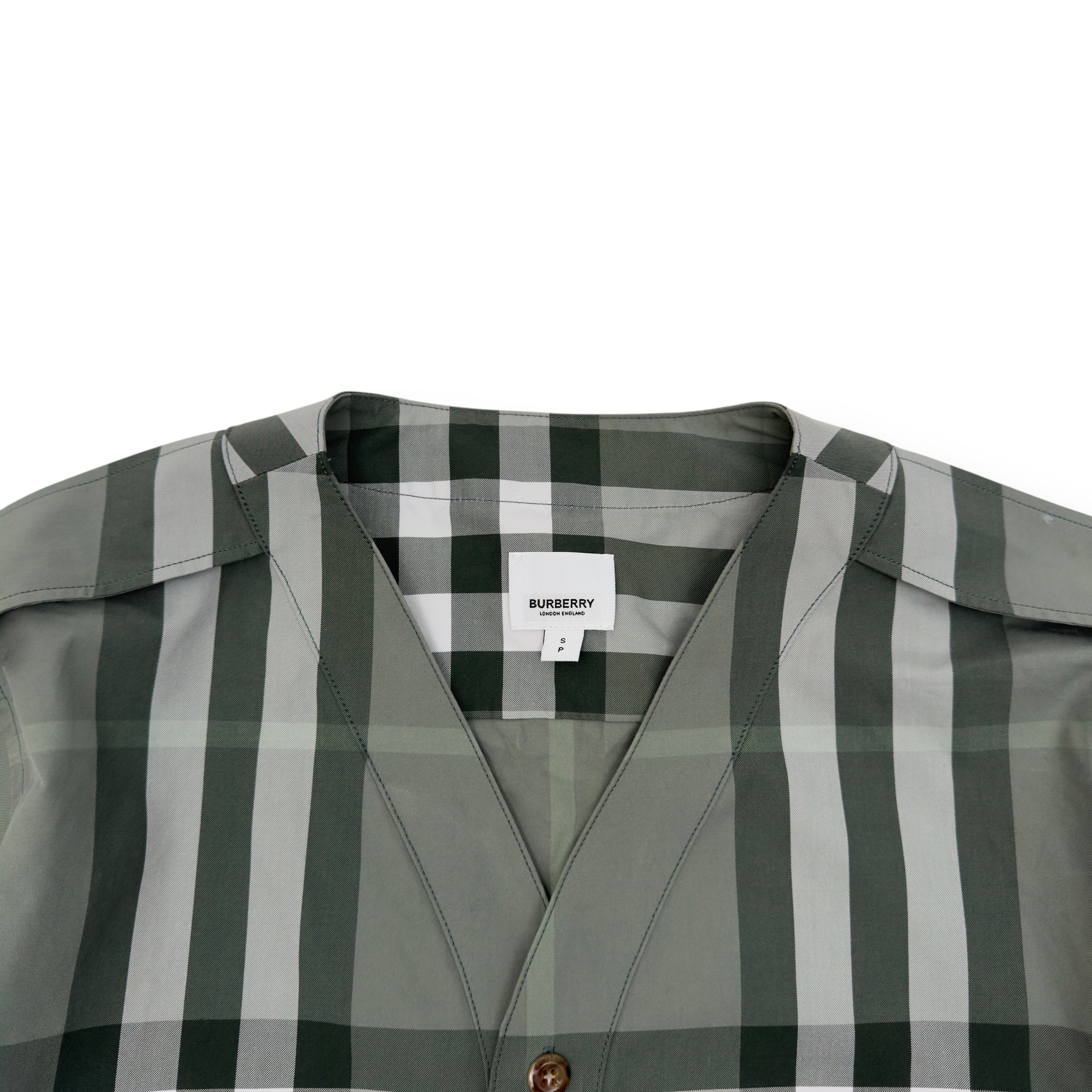 BURBERRY OVERSIZED TARTAN-CHECKERED SHORT SLEEVE SHIRT GREEN S