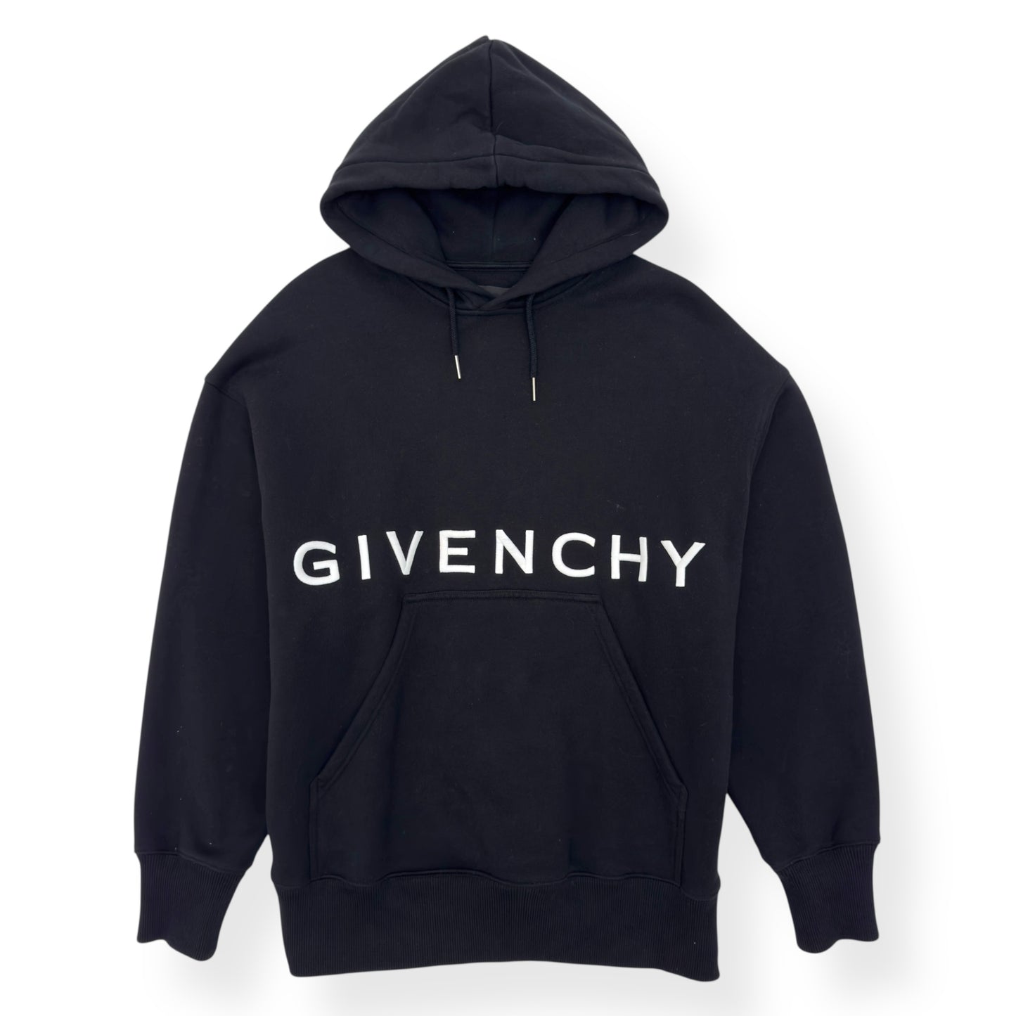 GIVENCHY OVERSIZED ARCHETYPE LOGO EMBROIDERED HOODIE BLACK / WHITE S