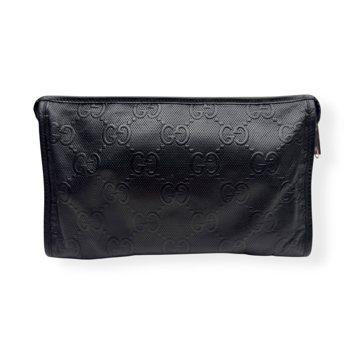 GUCCI GG EMBOSSED CLUTCH BAG BLACK S