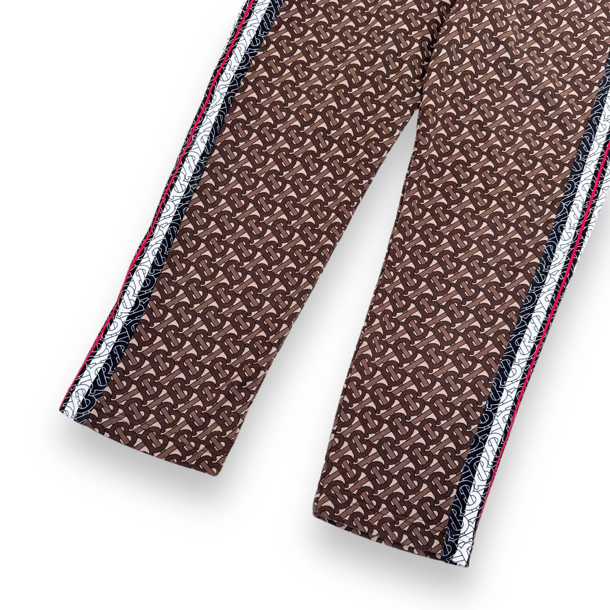 BURBERRY MONOGRAM STRIPE PRINT COTTON SWEATPANTS BROWN M