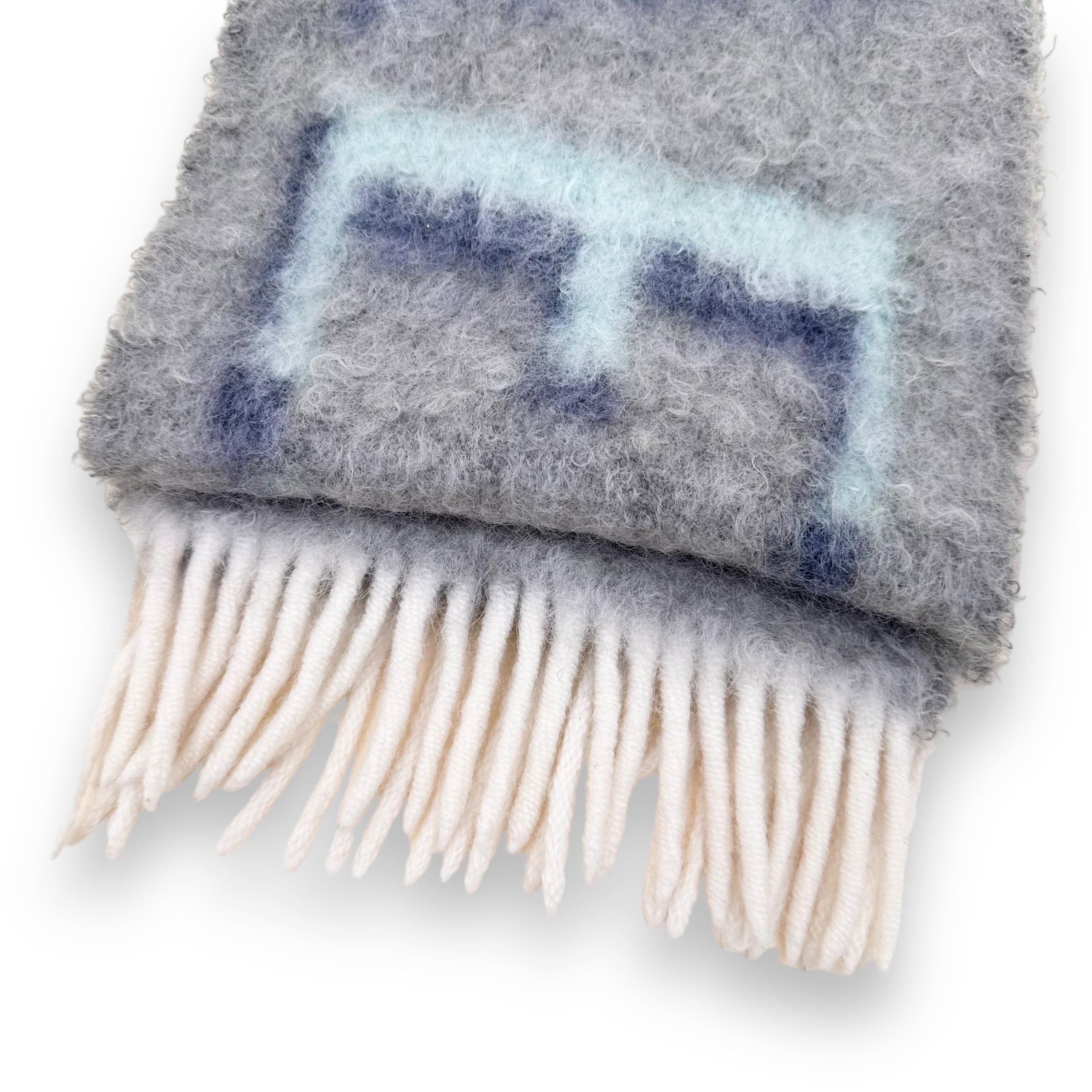 LOEWE WOOL-BLEND LOGO SCARF BLUE / GREY O/S