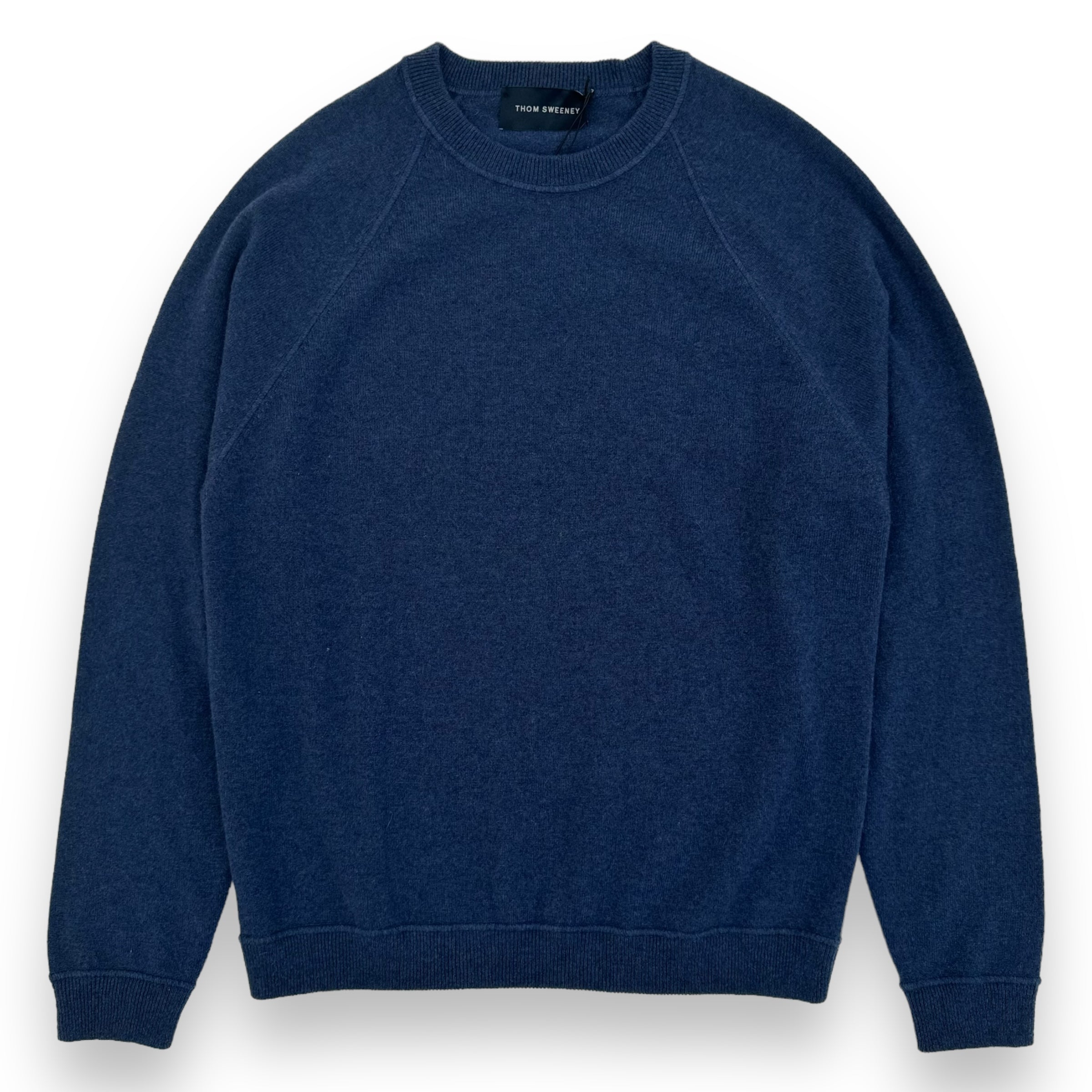 THOM SWEENEY AW23 RAGLAN CASHMERE CREWNECK SWEATER NAVY L