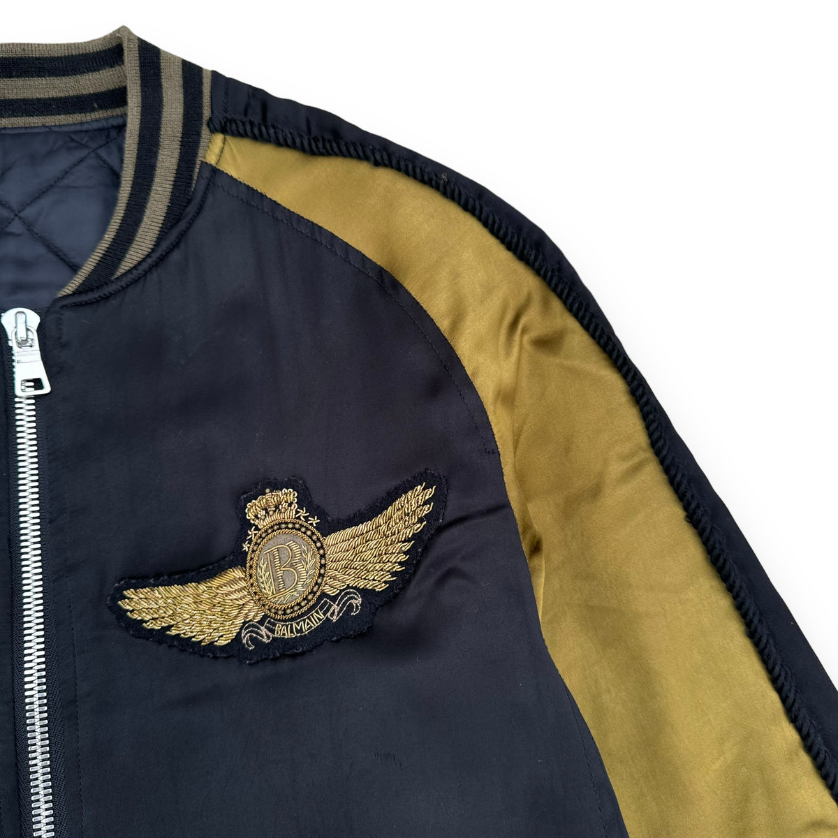 BALMAIN TEDDY JACKET GREEN / BLACK L