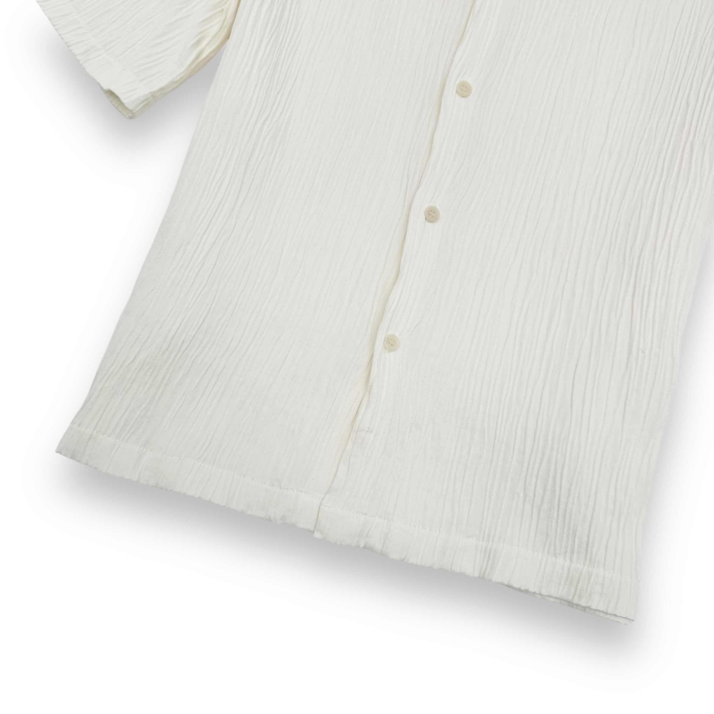 SANDRO TEXTURED SHORT SLEEVE SHIRT OFF-WHITE M