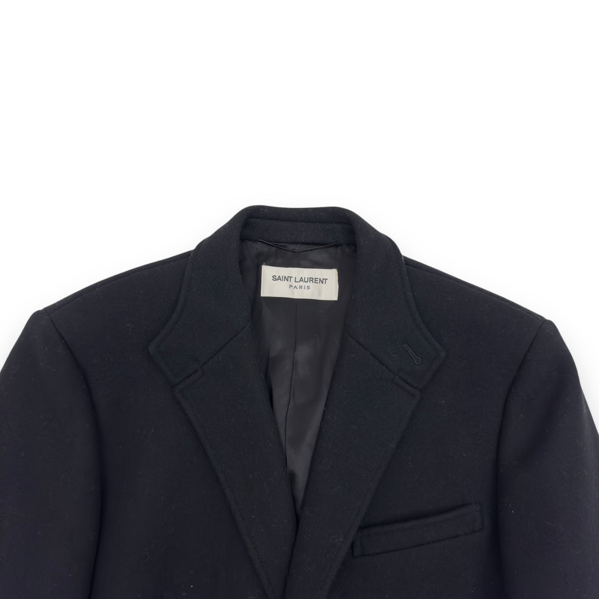 SAINT LAURENT WOOL COAT BLACK XL