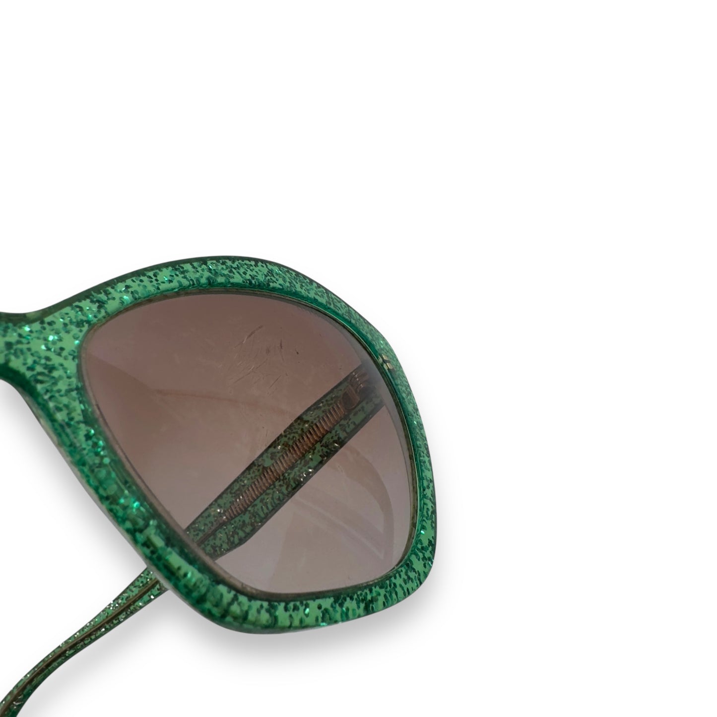 MIU MIU CORE COLLECTION GLITTER SUNGLASSES GREEN / BROWN O/S