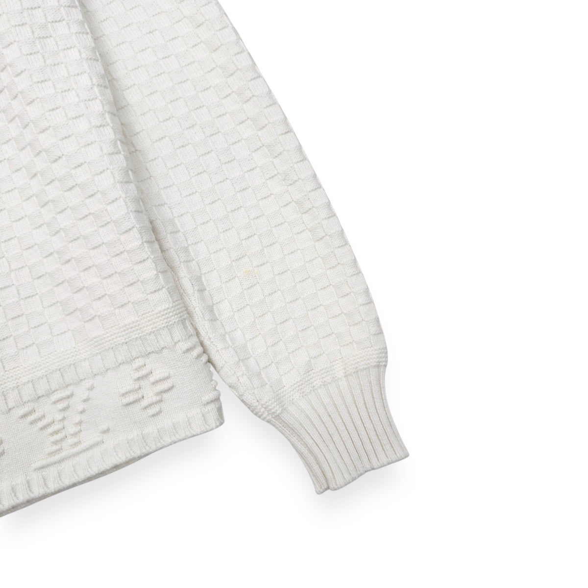 LOUIS VUITTON WOOL COLLARED DAMIER PULLOVER JUMPER WHITE XL