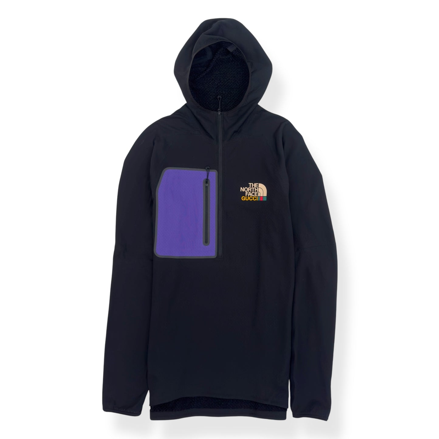 GUCCI X THE NORTH FACE F2W1 TECHNICAL FABRIC PULLOVER HOODIE BLACK / PURPLE M