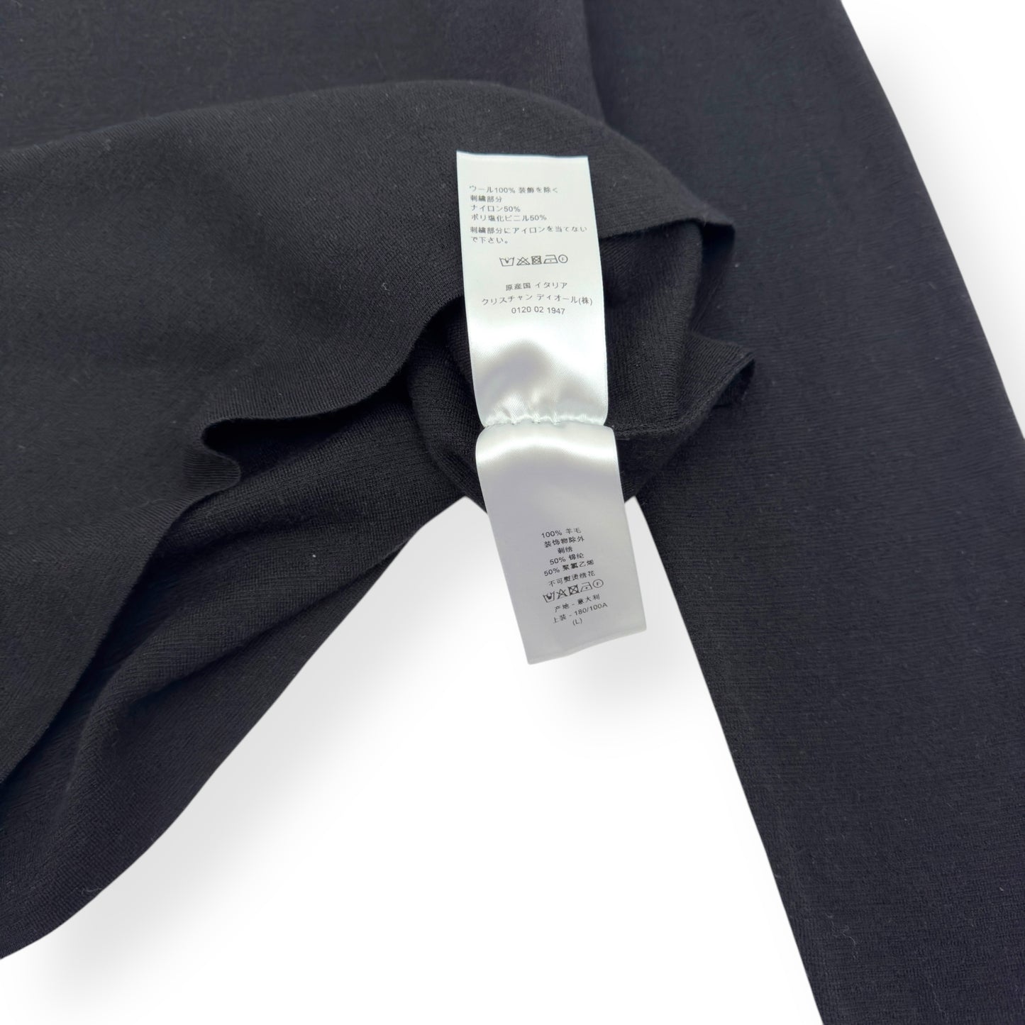 DIOR LOGO PATCH CREWNECK WOOL SWEATER BLACK L