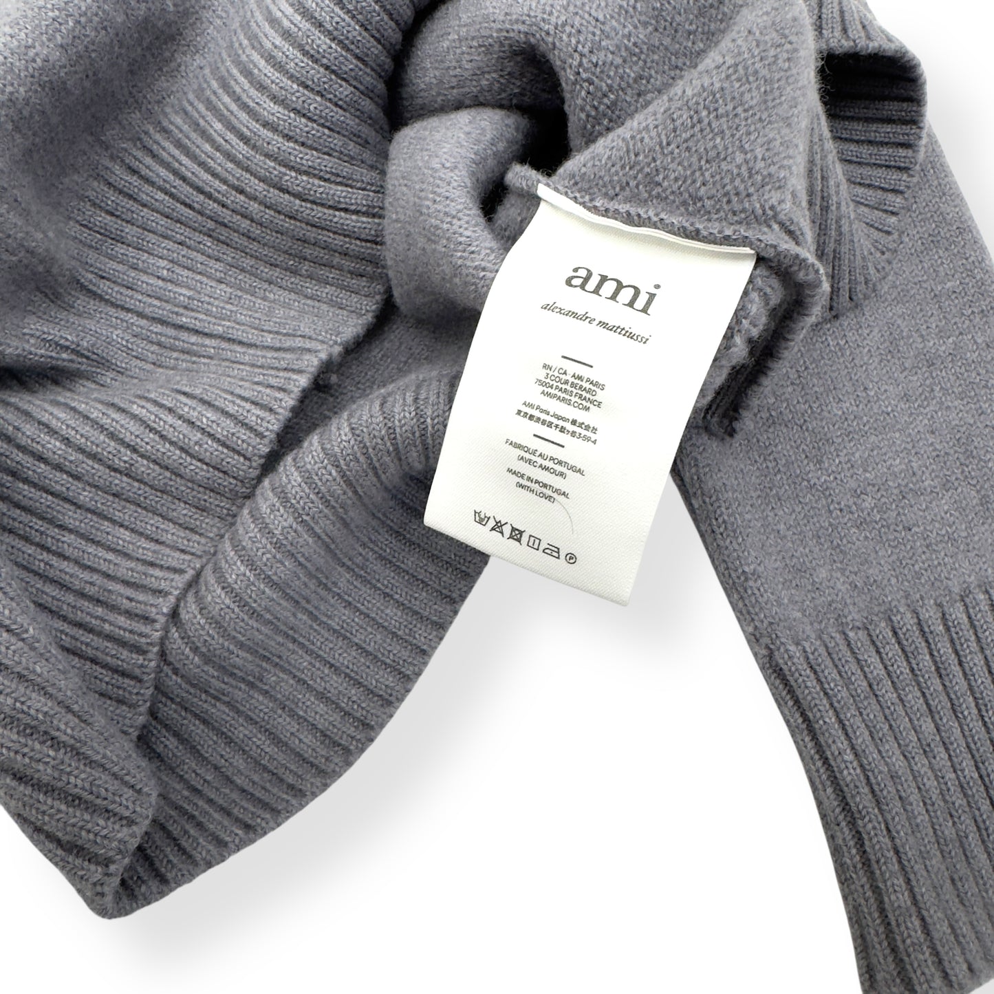 AMI PARIS AMI DE COEUR WOOL SWEATER GREY / BLACK M