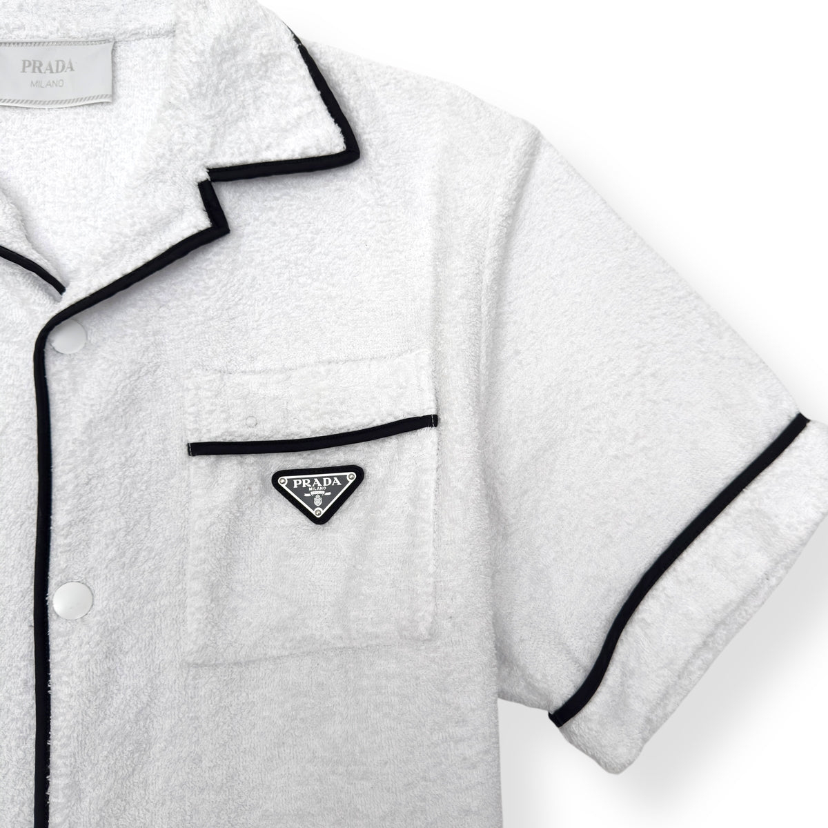 PRADA COTTON BOWLING SHIRT WHITE / BLACK M
