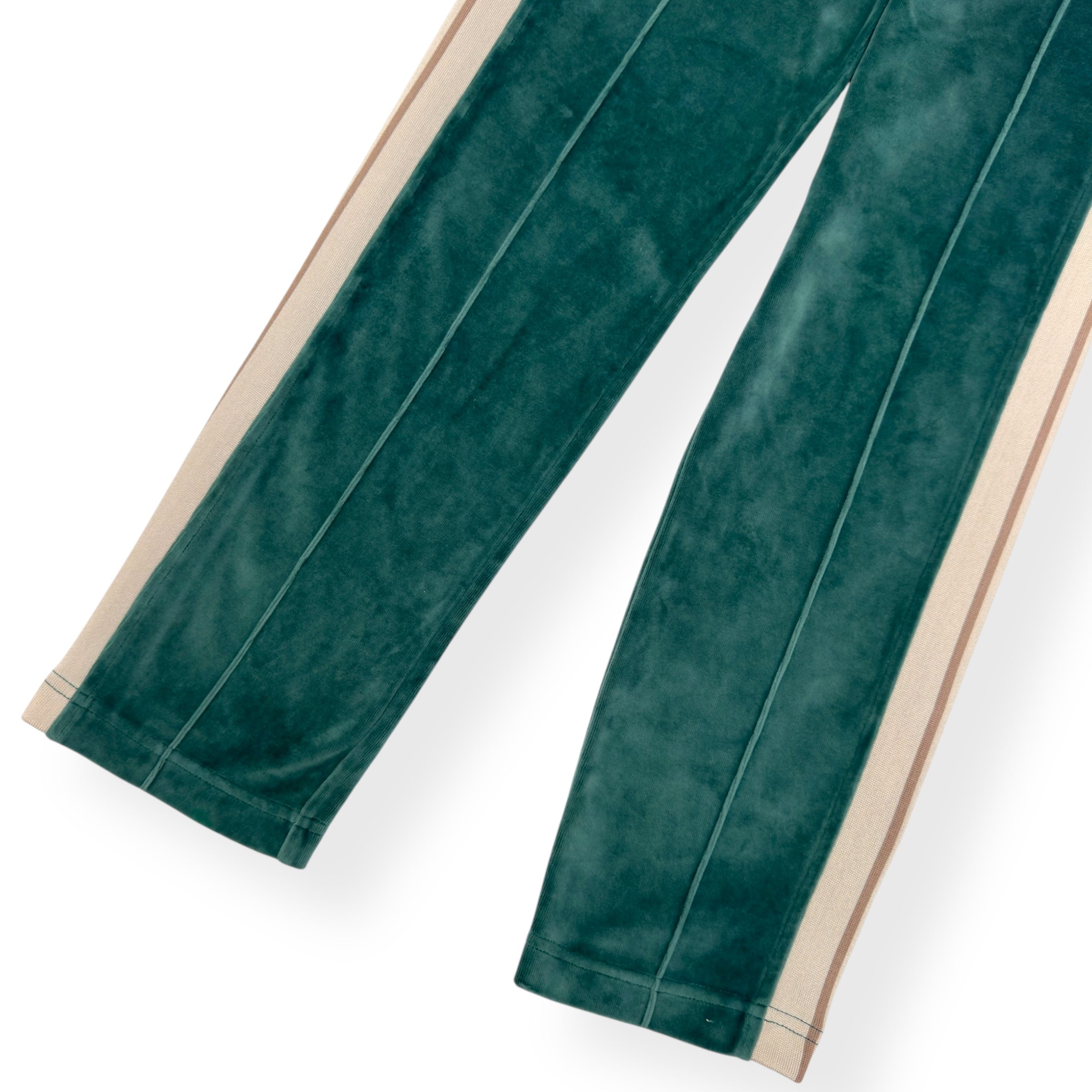 PALM ANGELS VELOUR STRAIGHT LEG TRACK PANTS GREEN XS