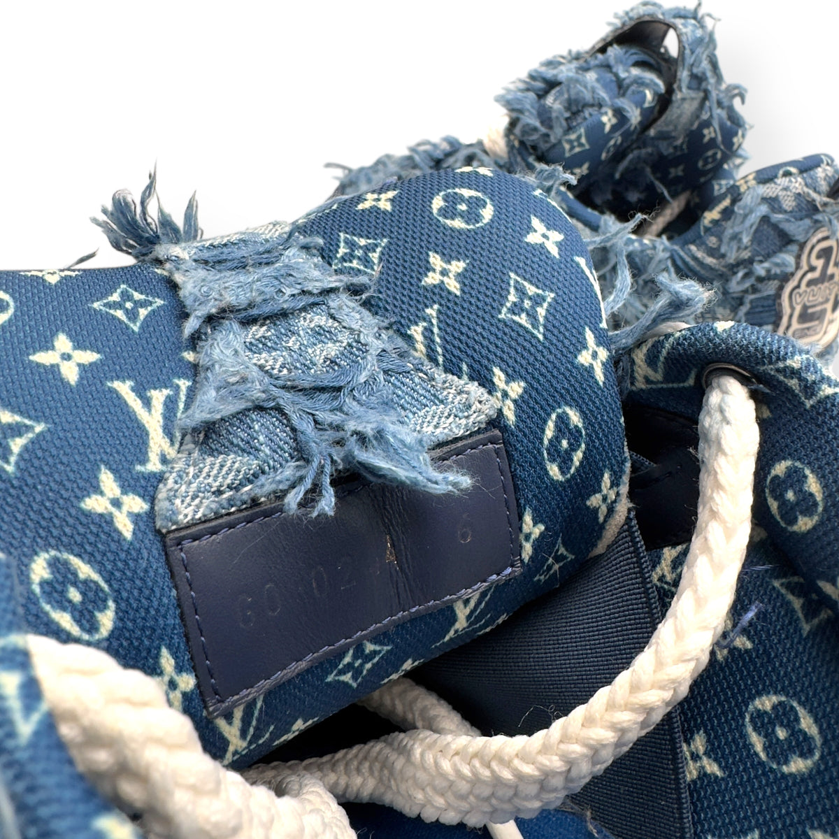 LOUIS VUITTON DISTRESSED DENIM LV SKATE SNEAKER LUXURY BLUE UK6