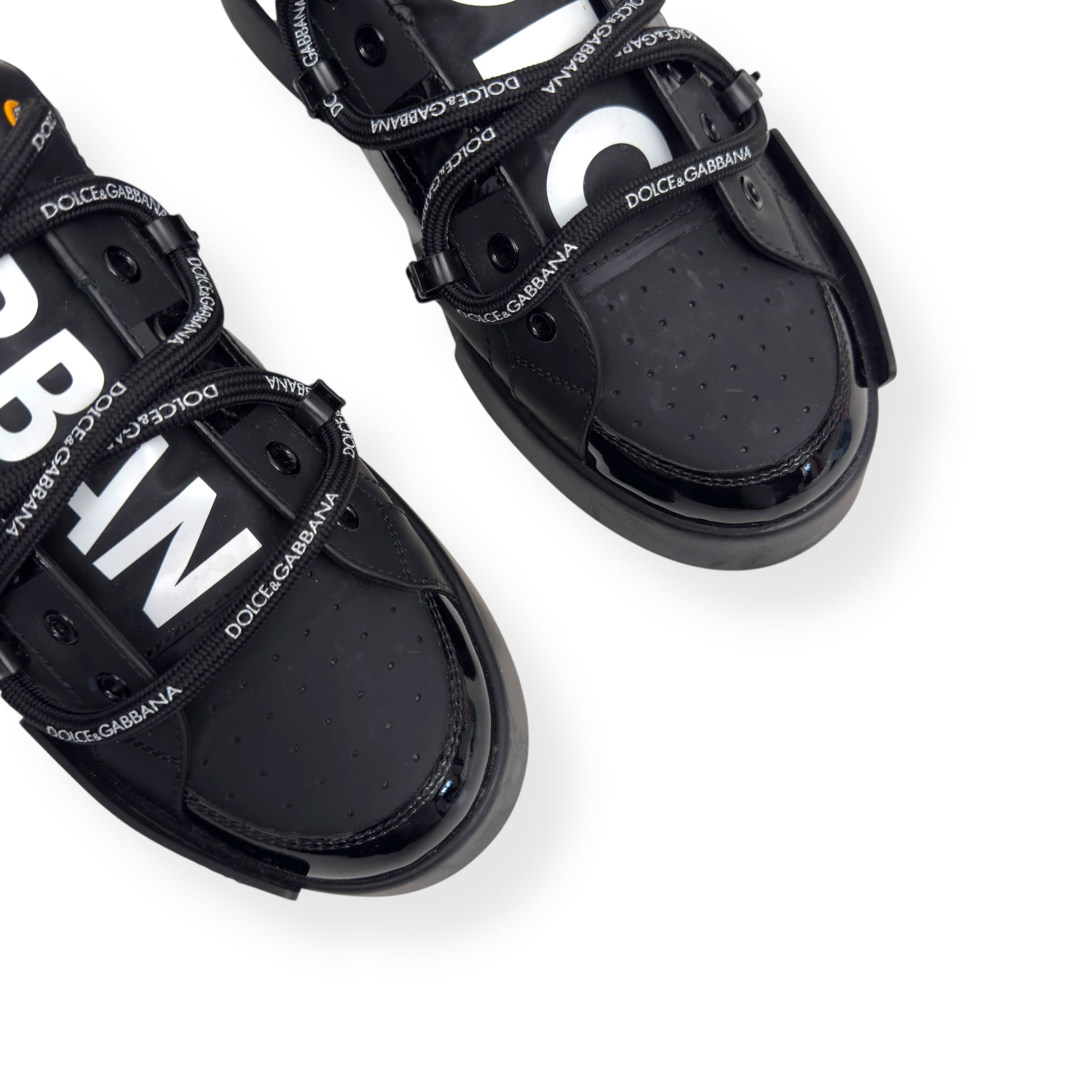 DOLCE & GABBANA PORTOFINO LEATHER SNEAKER BLACK UK9.5